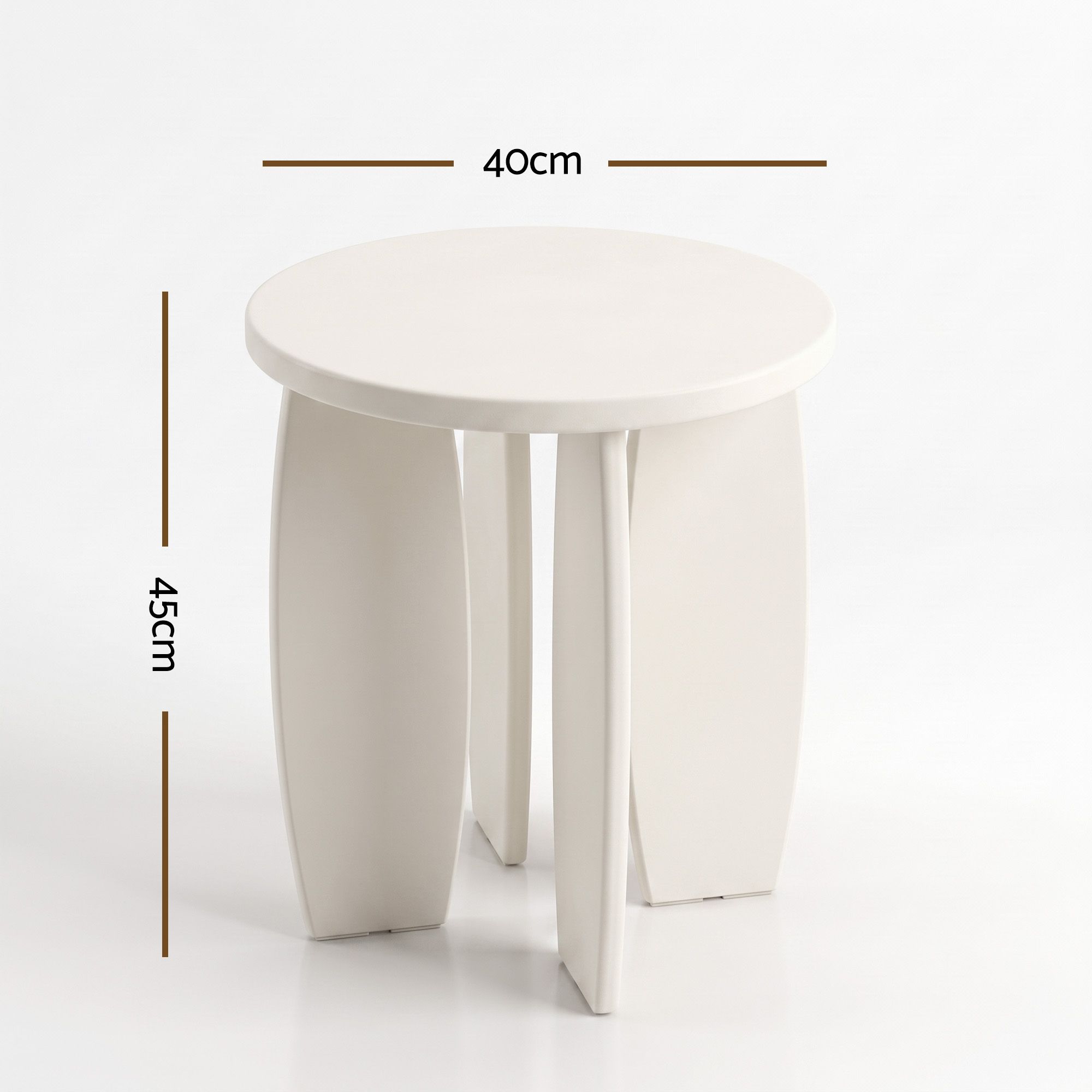 Artiss Round End Table Set Of 2 High-Gloss Coffee Table Bedside Nightstand 40x45cm Cream white Bedworld
