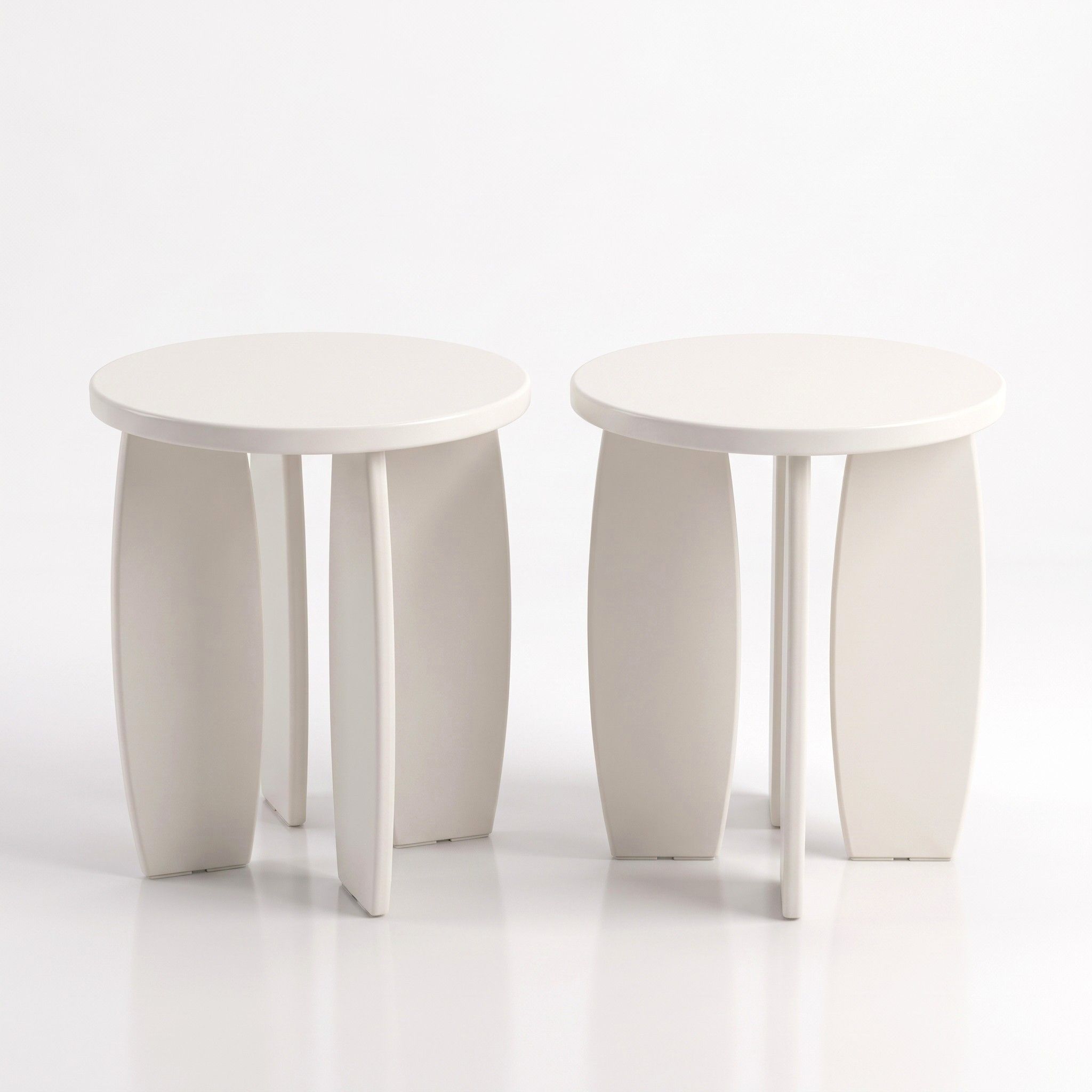 Artiss Round End Table Set Of 2 High-Gloss Coffee Table Bedside Nightstand 40x45cm Cream white Bedworld