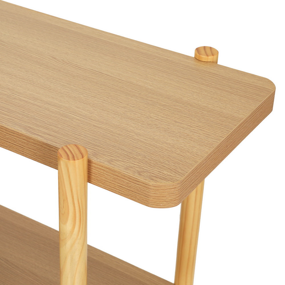 Pine console table tabletop with rounded corners and thick edge