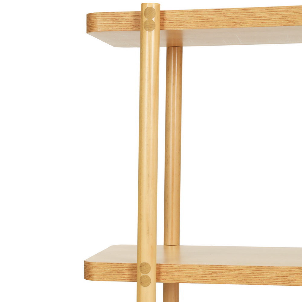 Pine console table leg support with two open shelves