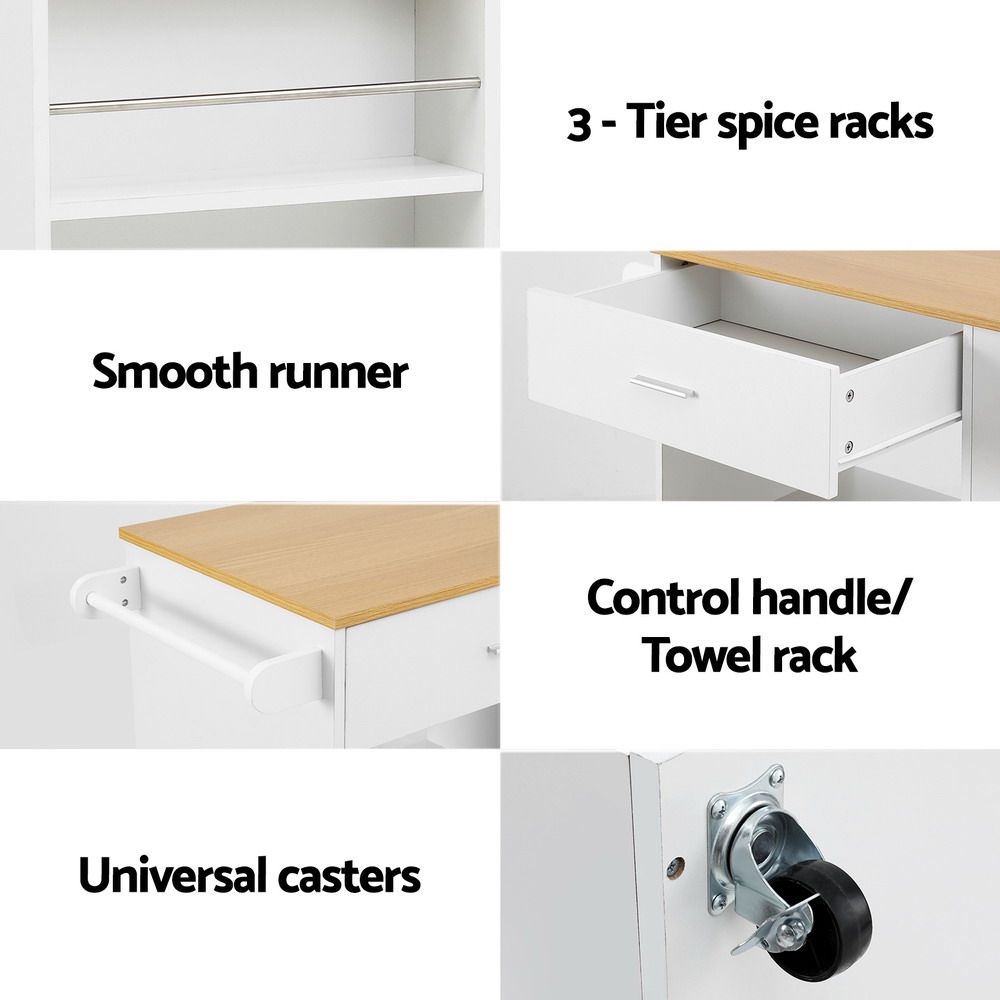 Artiss Kitchen Island Trolley Rolling Serving Cart Bedworld