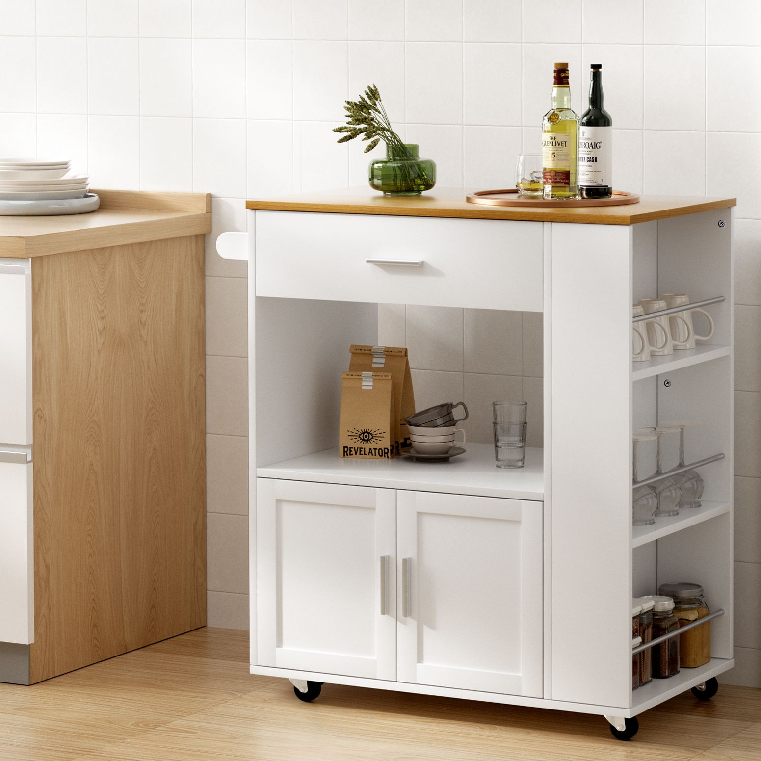 Artiss Kitchen Island Trolley Rolling Serving Cart Bedworld
