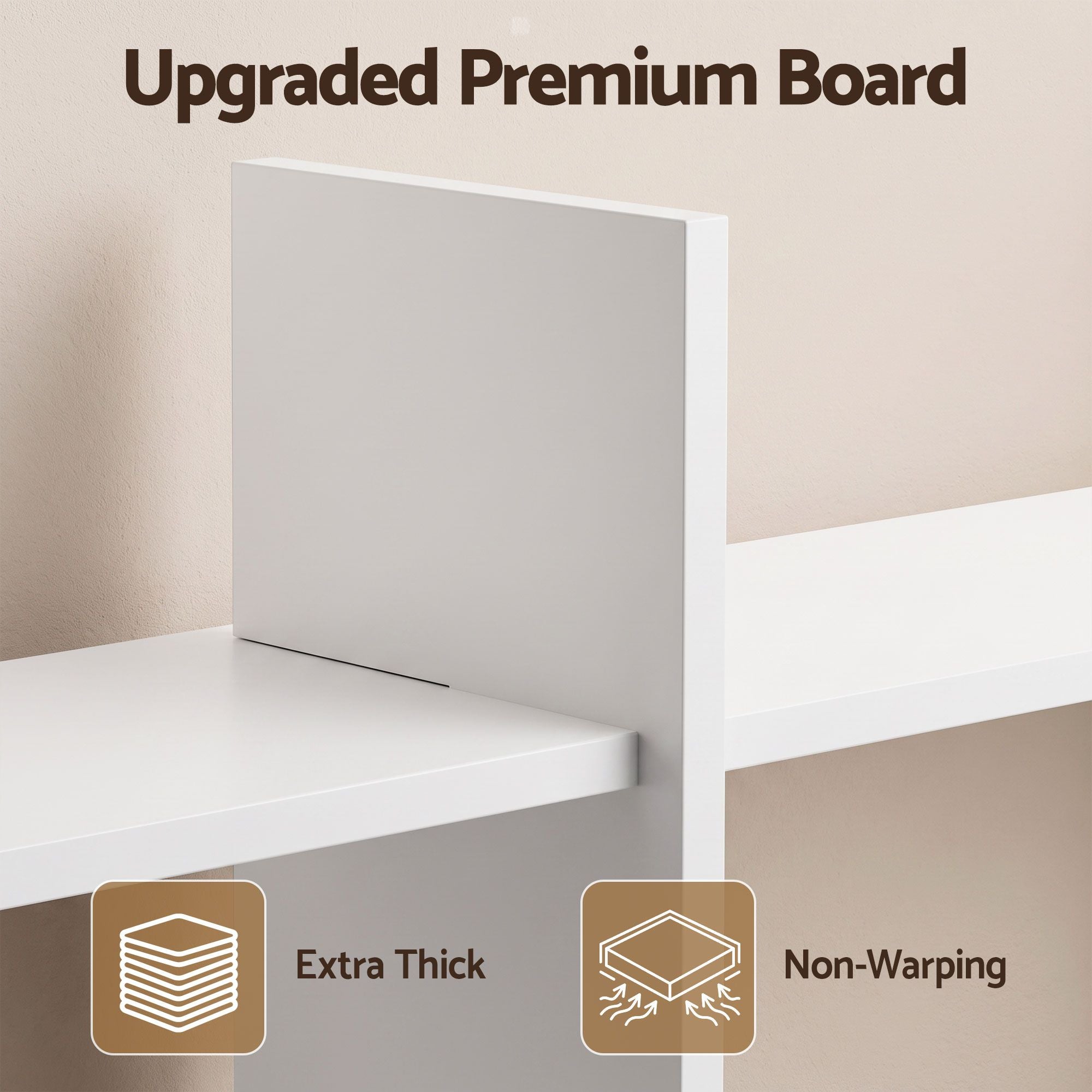 Artiss 15-Section Wall Mounted Display Shelf, Floating Bookshelf for Books and Decor, Extra Thick E1 PB Board for Home Study and Living Room, 116 x 18 x 129 cm Bedworld