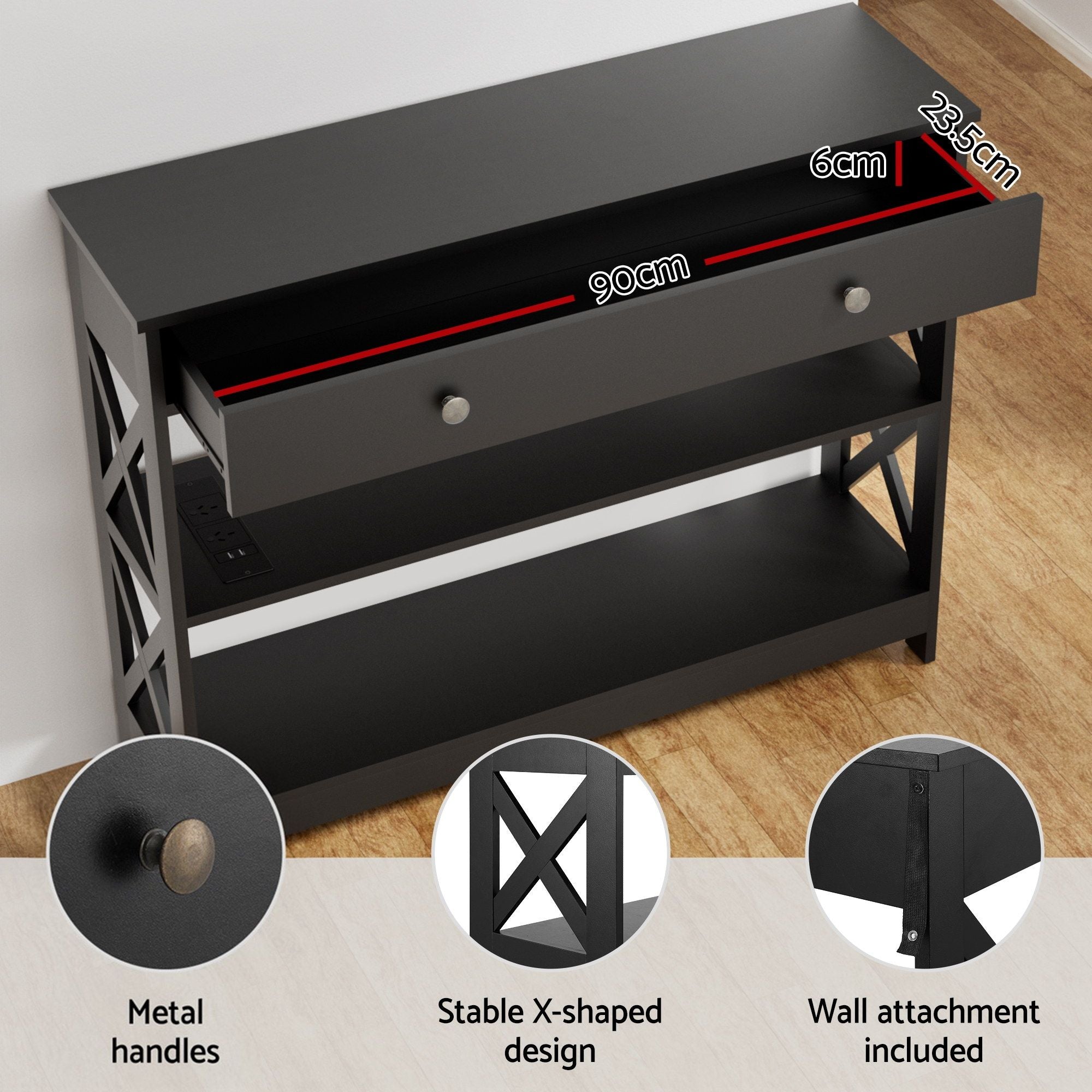 Artiss Shoe Rack Cabinet & Console Table Set Storage Shelf Black Bedworld