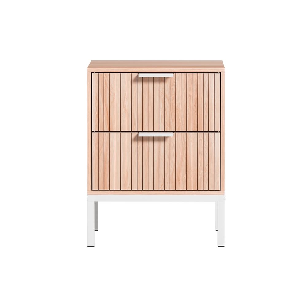 Artiss 2X Bedside Table 2 Drawers Storage Nightstand Cabinet Metal Legs Pine Bedworld