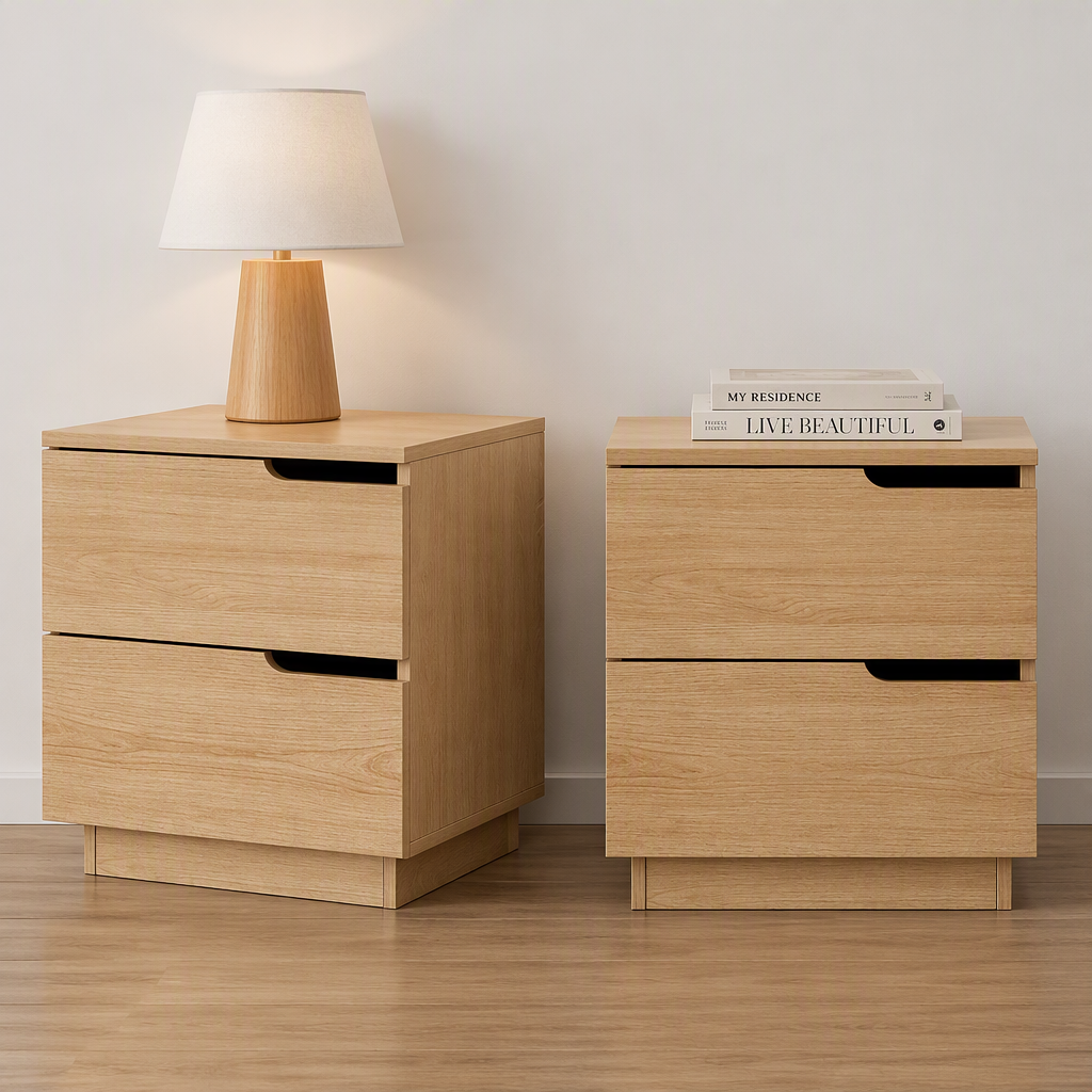 Artiss 2X Bedside Table 2 Drawers Nightstand Pine Bedworld