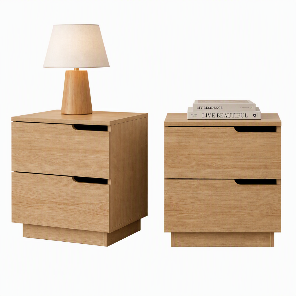 Artiss 2X Bedside Table 2 Drawers Nightstand Pine Bedworld