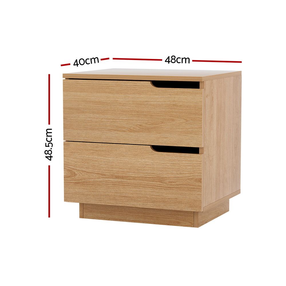 Artiss 2X Bedside Table 2 Drawers Nightstand Pine Bedworld