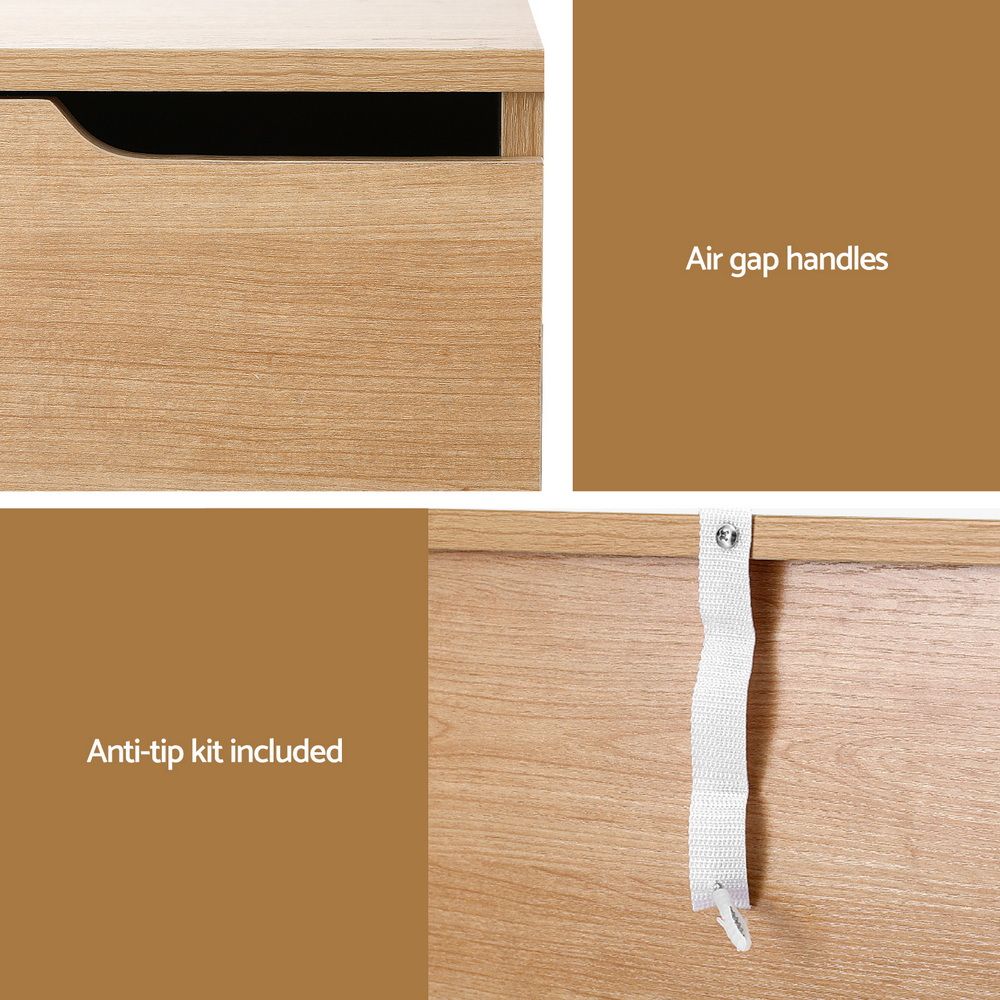 Artiss 2X Bedside Table 2 Drawers Nightstand Pine Bedworld