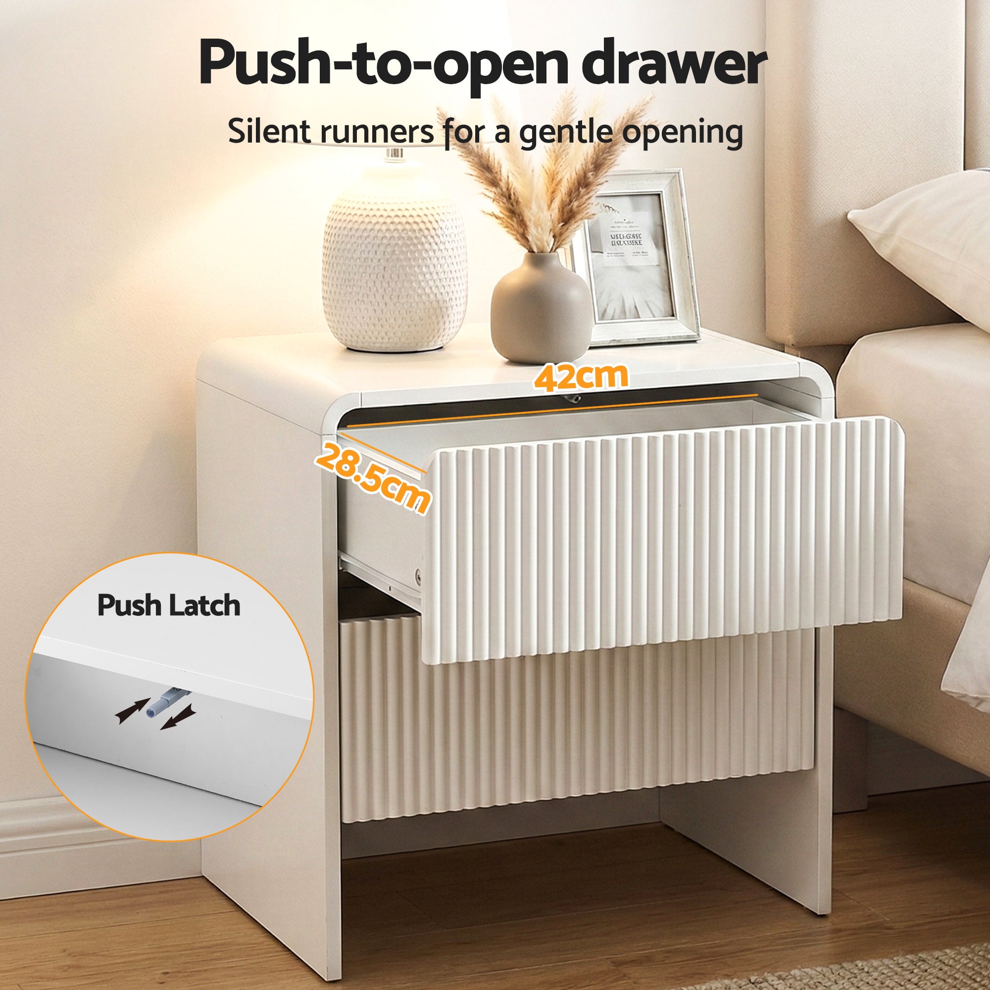 Artiss Bedside Table 2 Drawers - Beige Bedworld