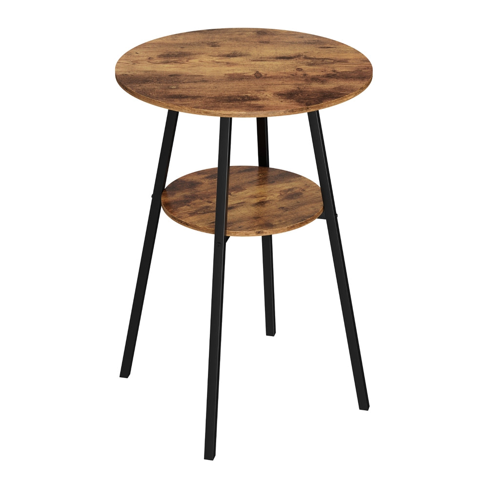 Artiss Industrial Bar Table with 2-Tier Organizer Weather-Resistant MDF Top Steel Frame