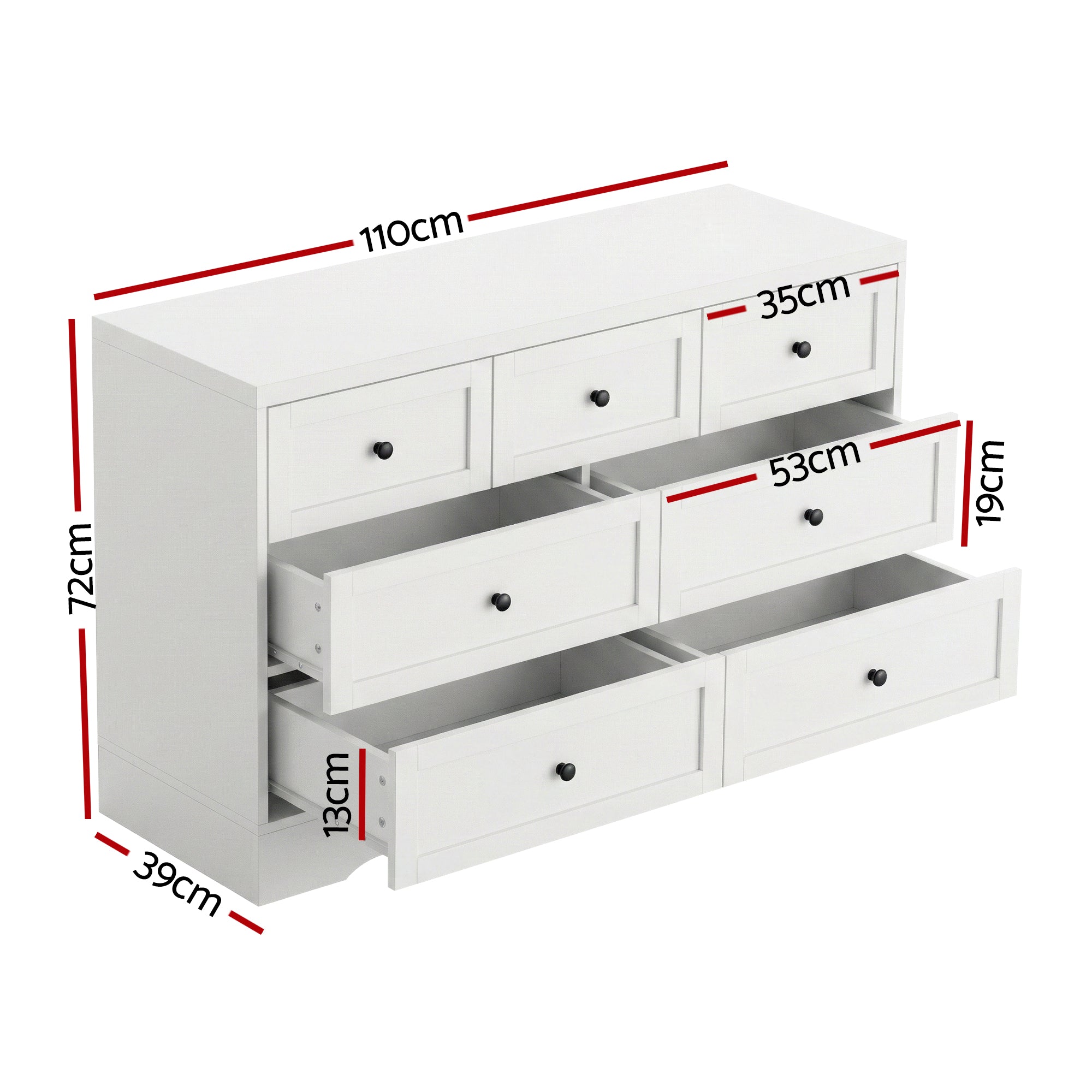 Artiss 7 Chest of Drawers Dresser Table White Bedworld