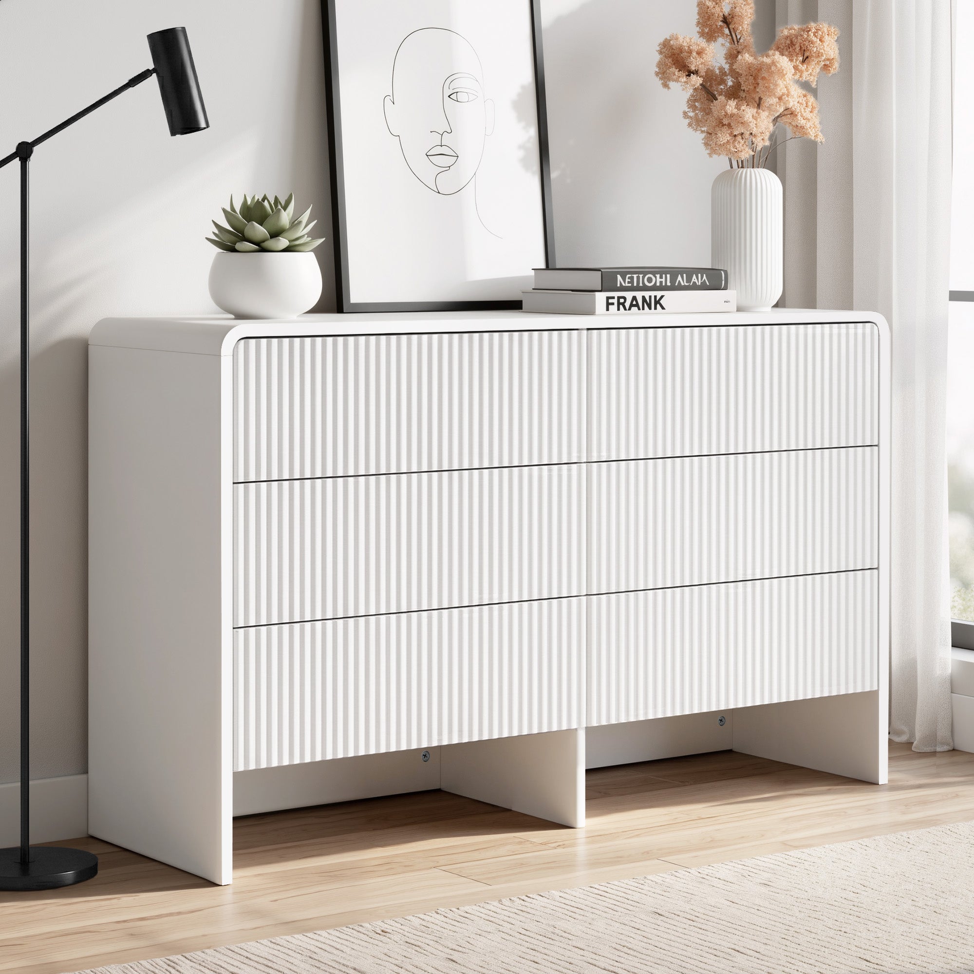 Artiss 6 Chest of Drawers Dresser Cabinet Beige Bedworld