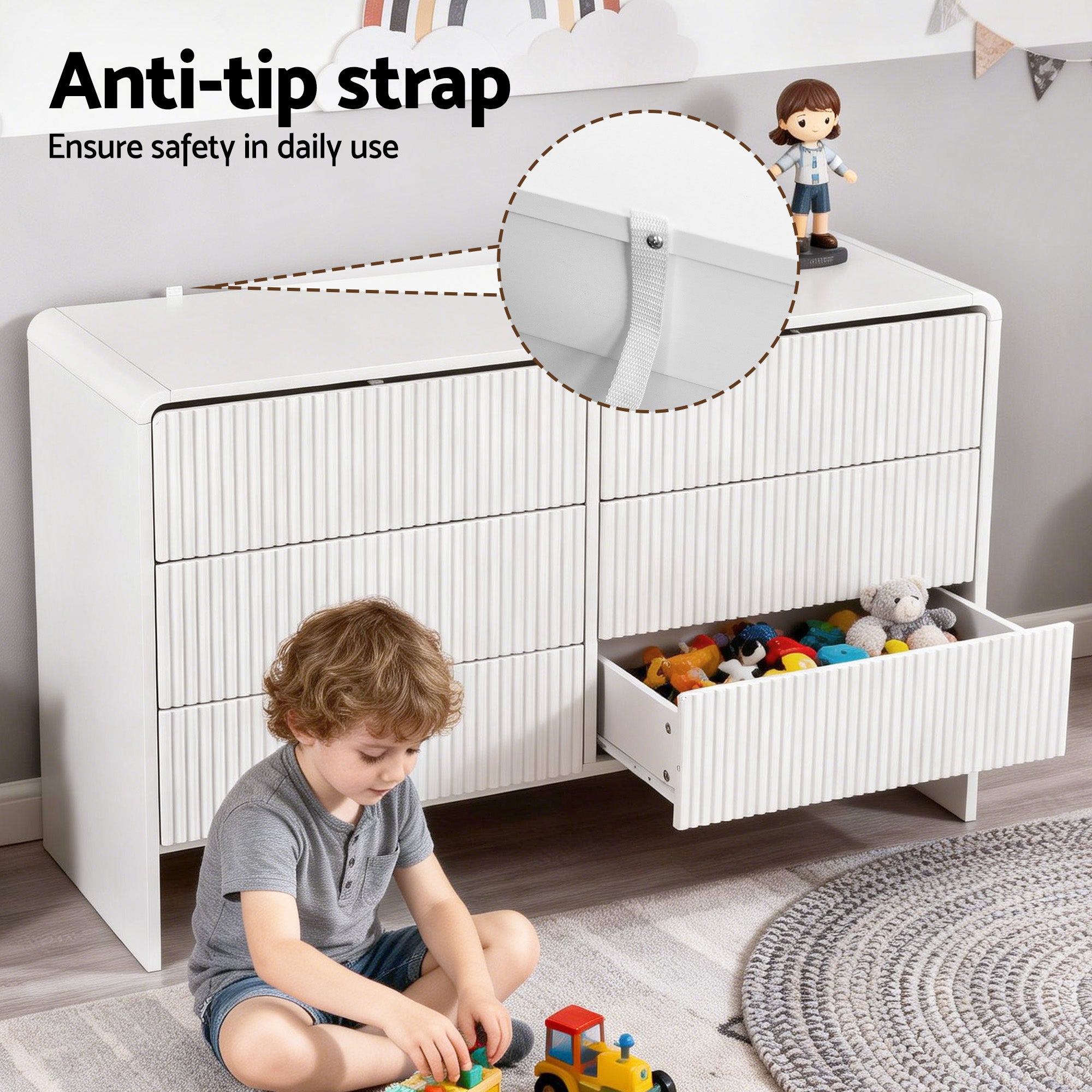 Artiss 6 Chest of Drawers Dresser Cabinet Beige Bedworld