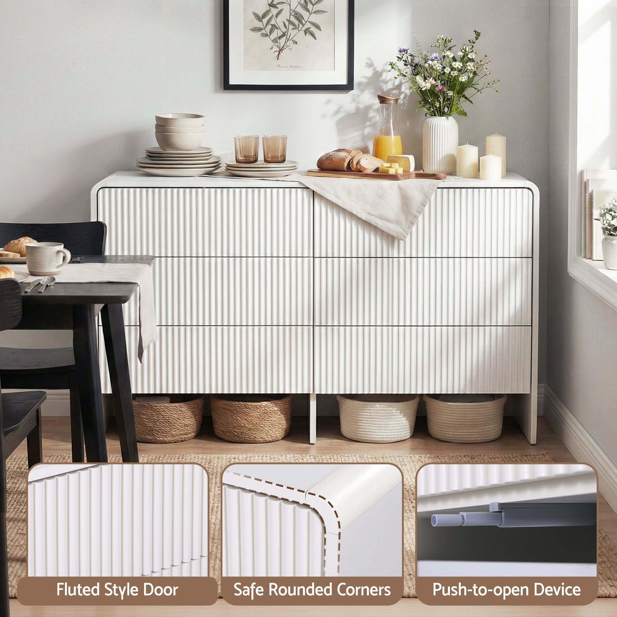 Artiss 6 Chest of Drawers Dresser Cabinet Beige Bedworld