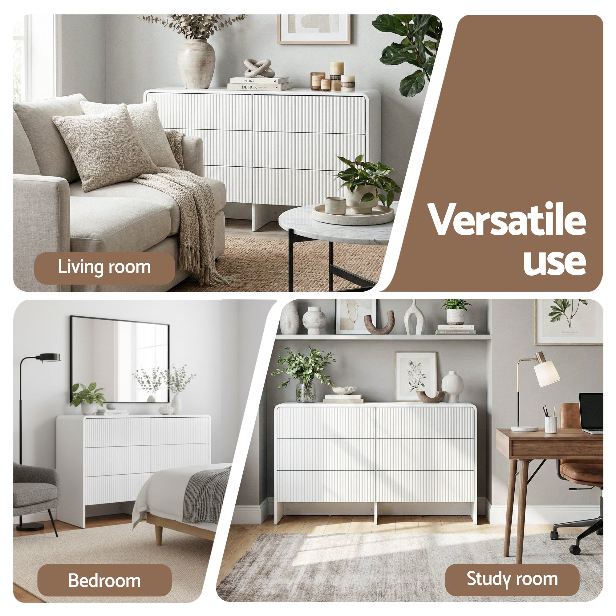 Artiss 6 Chest of Drawers Dresser Cabinet Beige Bedworld