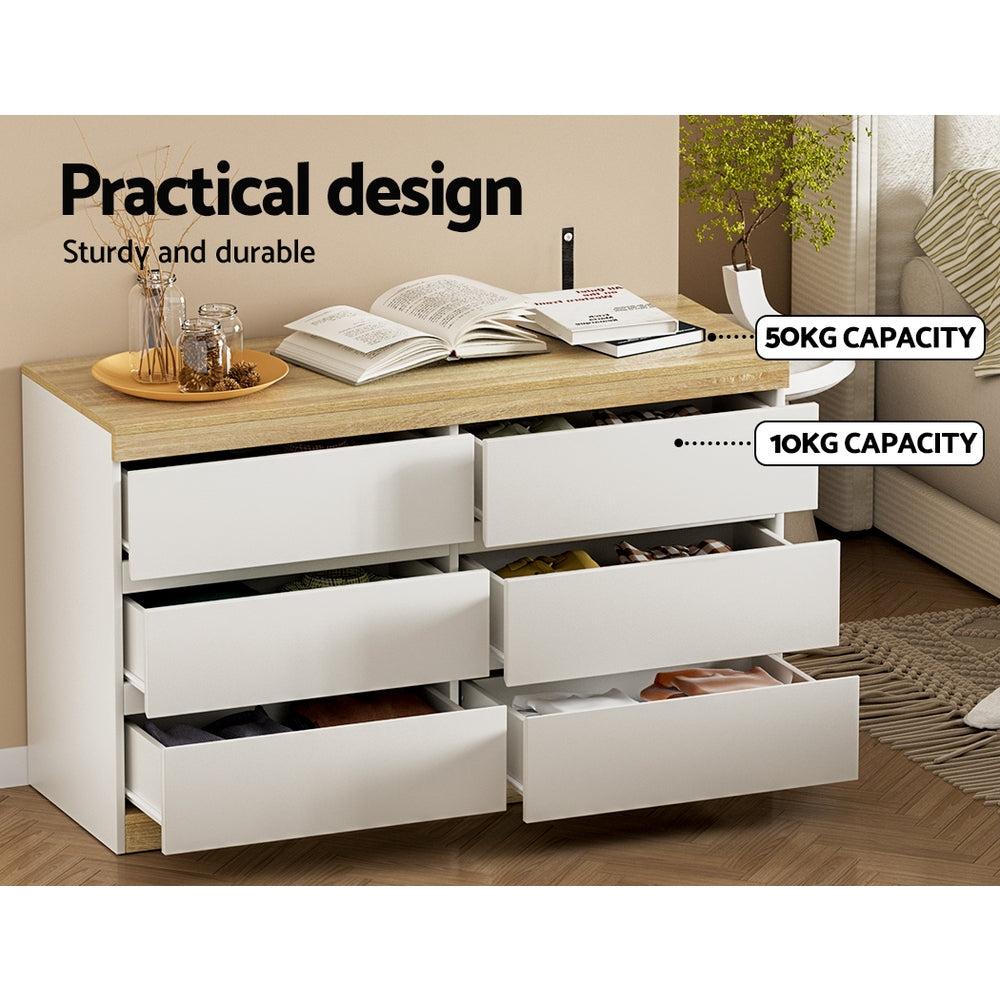 Drawers Cabinet Dresser Table Tallboy Storage Bedroom White