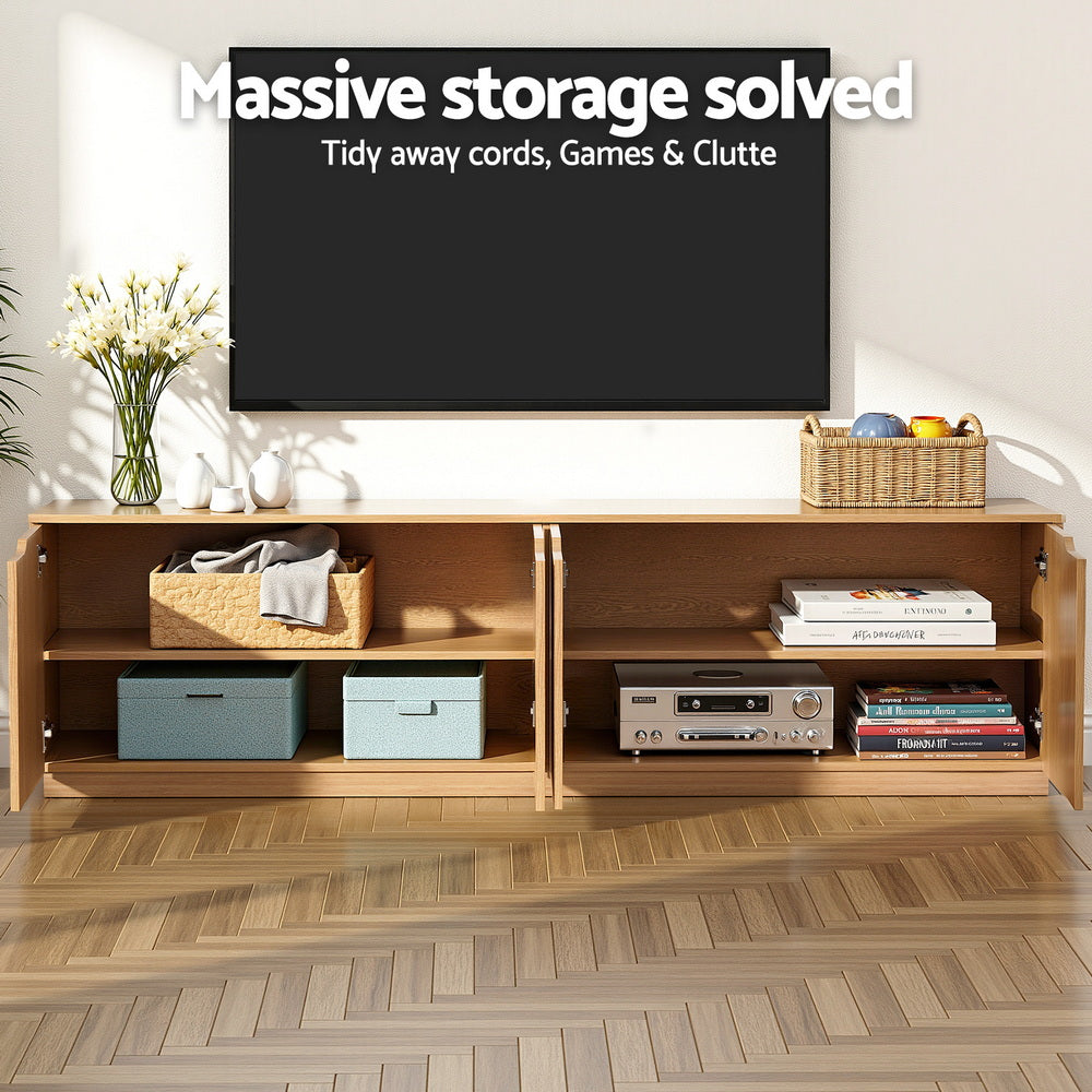 Artiss TV Unit Entertainment Unit Storage Cabinet 180cm Pine Bedworld