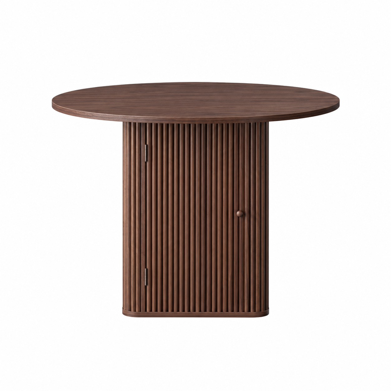 Artiss Modern Round Dining Table with Hidden Storage Base 100cm Dark Walnut Bedworld