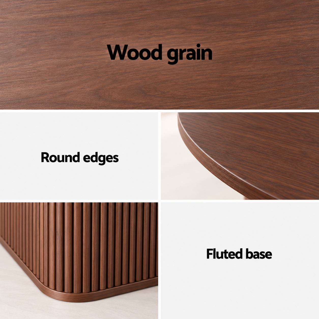 Artiss Modern Round Dining Table with Hidden Storage Base 100cm Dark Walnut Bedworld