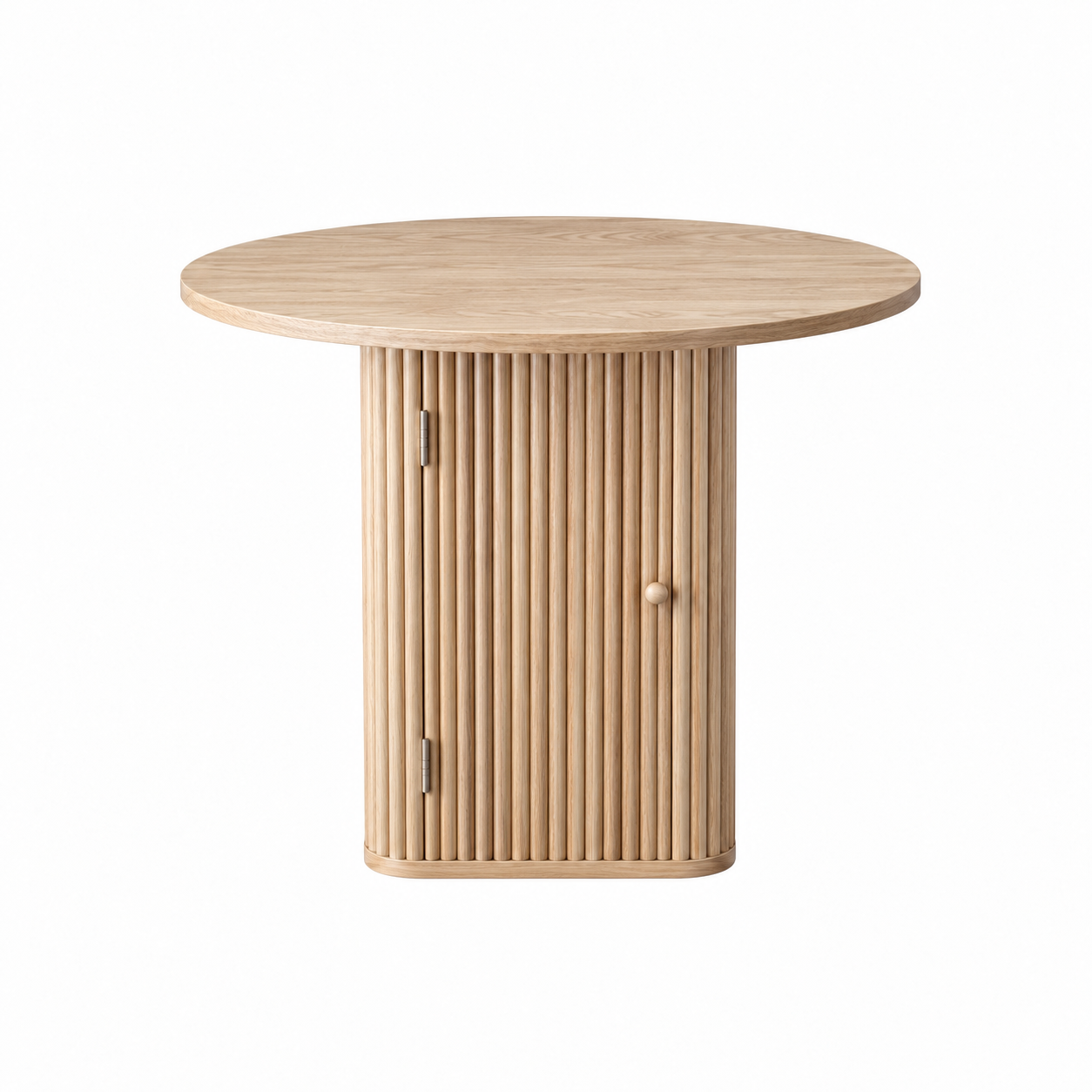 Artiss Modern Round Dining Table with Hidden Storage Base 80cm Natural Wood Bedworld