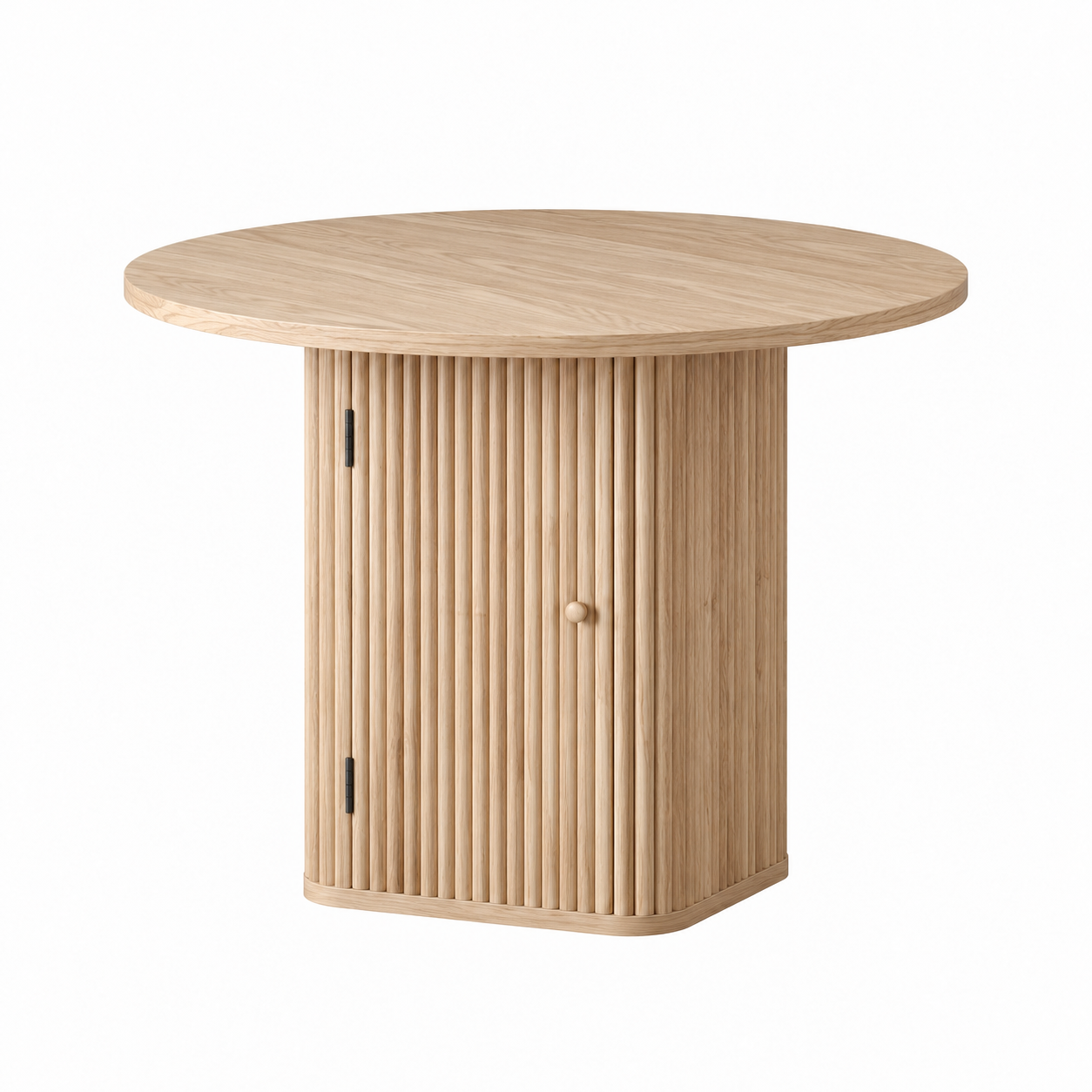 Artiss Modern Round Dining Table with Hidden Storage Base 80cm Natural Wood Bedworld