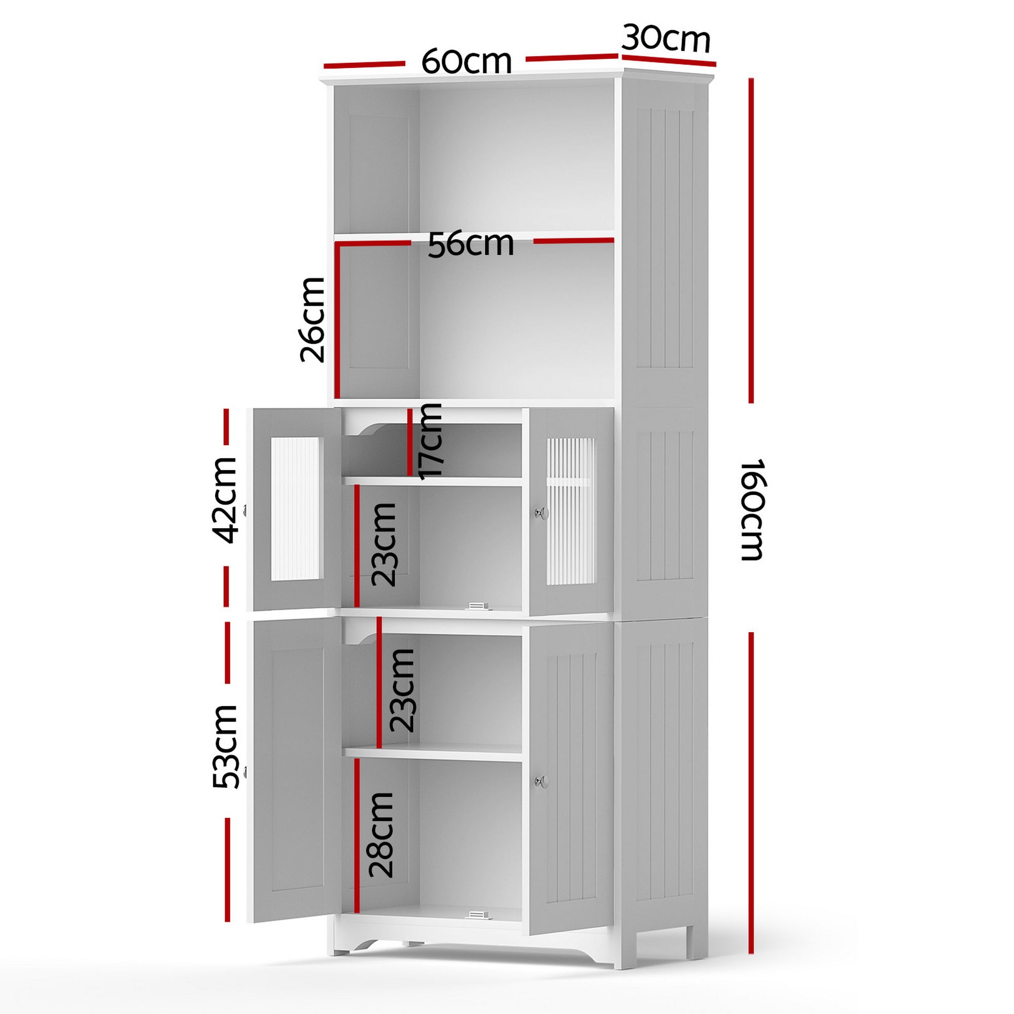 Sideboard cabinet height and shelf measurements diagram