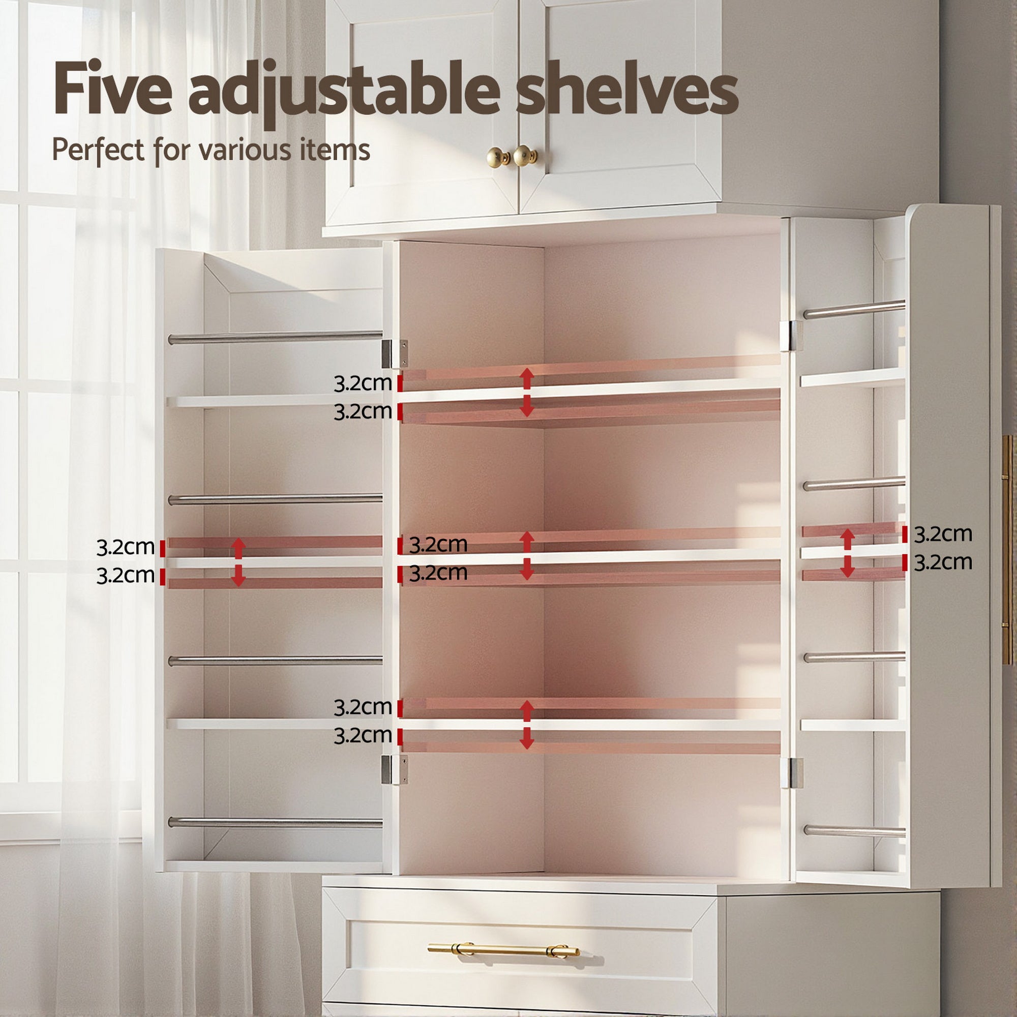 Artiss Buffet Sideboard Cabinet Pantry Kitchen Storage Cupboard Drawers Doors Bedworld