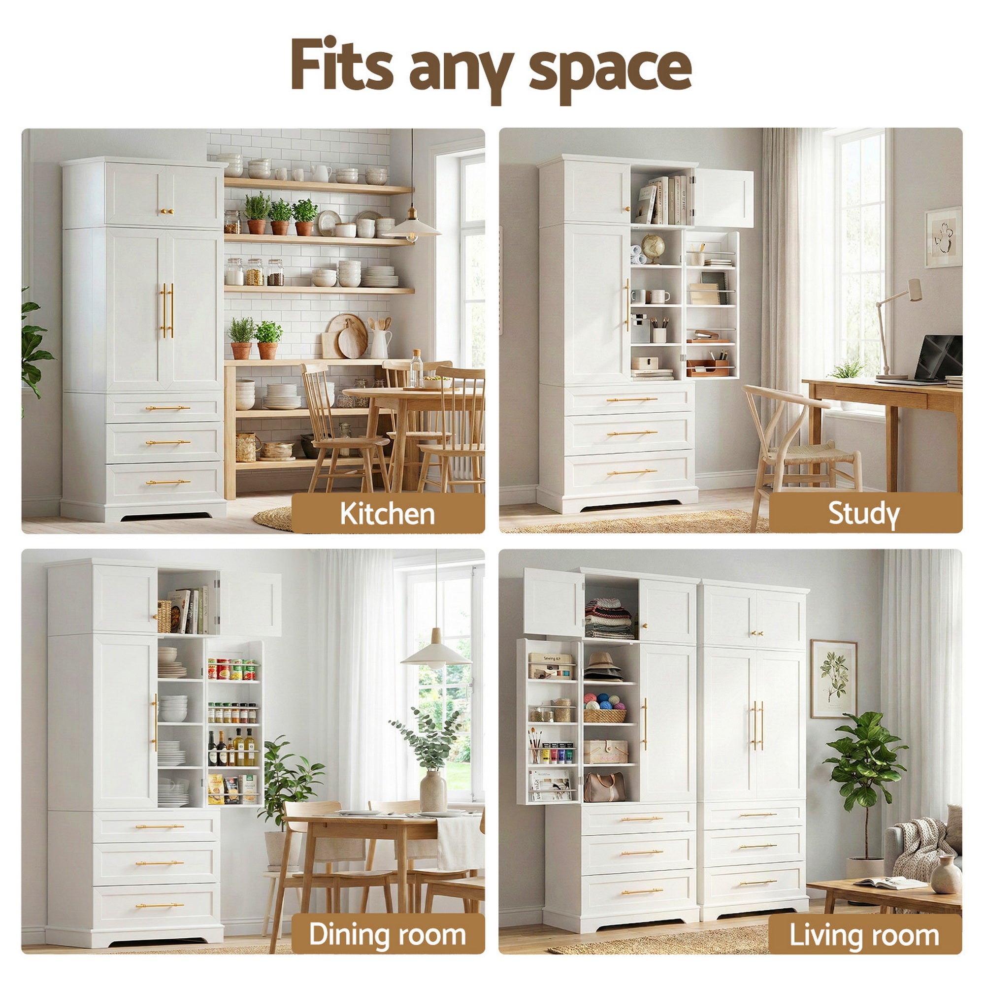 Artiss Buffet Sideboard Cabinet Pantry Kitchen Storage Cupboard Drawers Doors Bedworld