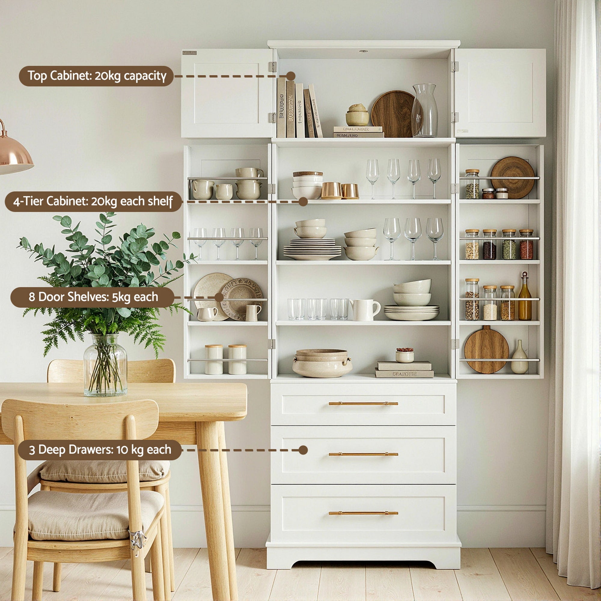 Artiss 2X Buffet Sideboard Cabinet Pantry Kitchen Storage Cupboard Drawers Doors Bedworld