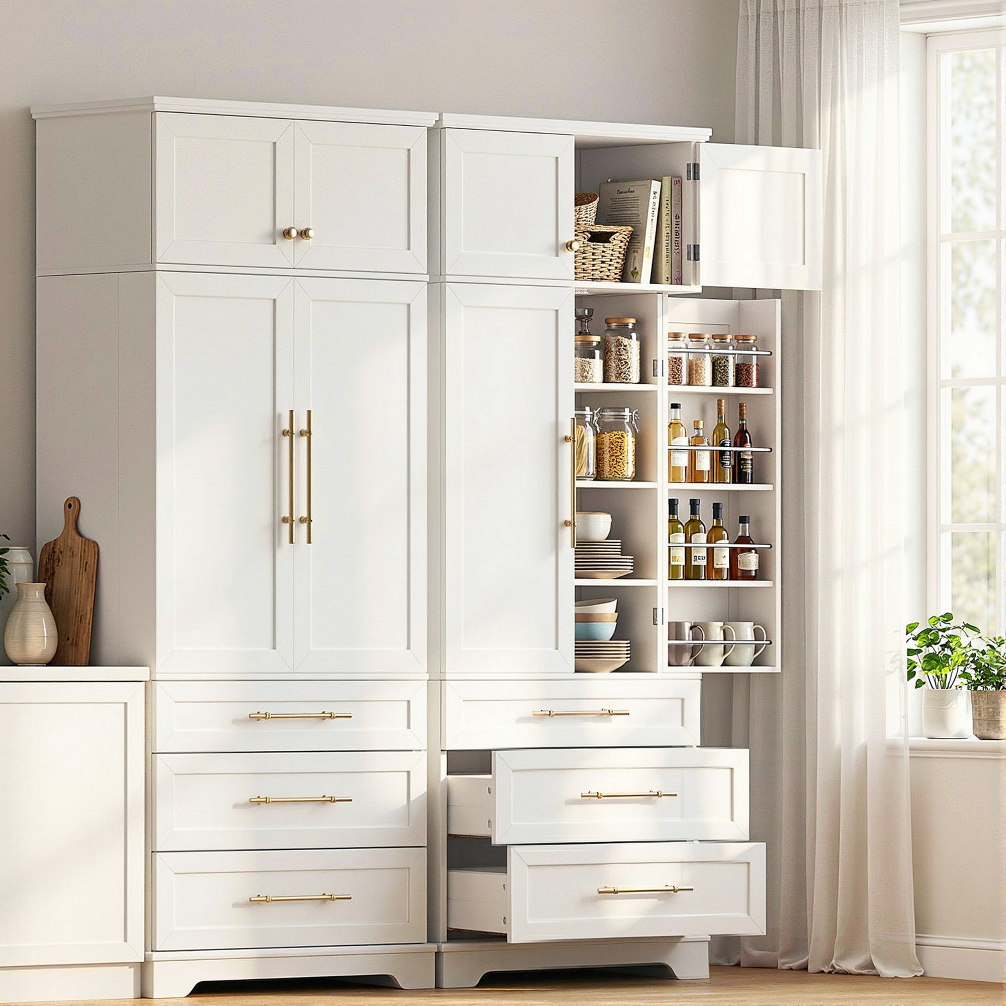 Artiss 2X Buffet Sideboard Cabinet Pantry Kitchen Storage Cupboard Drawers Doors Bedworld