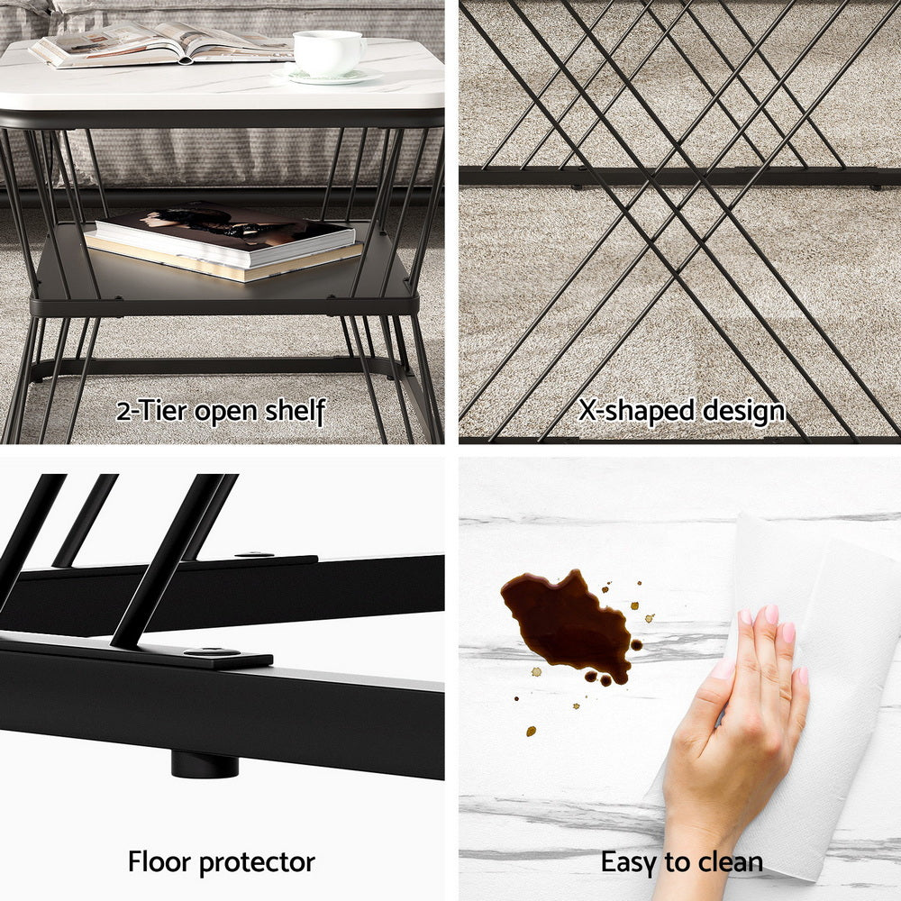Artiss Nesting Coffee Table Set of 2 Marble Effect Bedworld