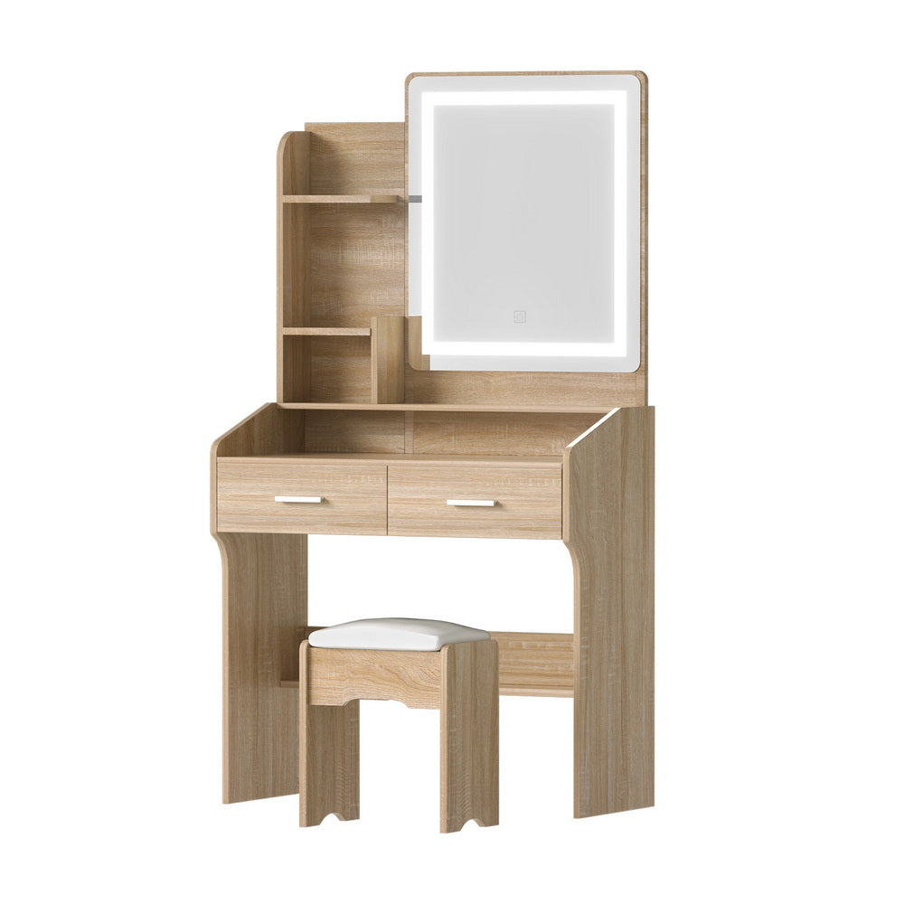 Artiss Dressing Table Set Stool Led Wood Bedworld