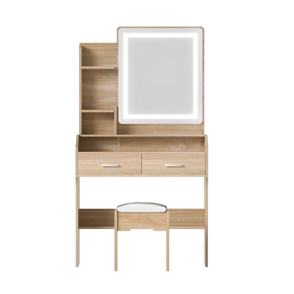 Artiss Dressing Table Set Stool Led Wood Bedworld