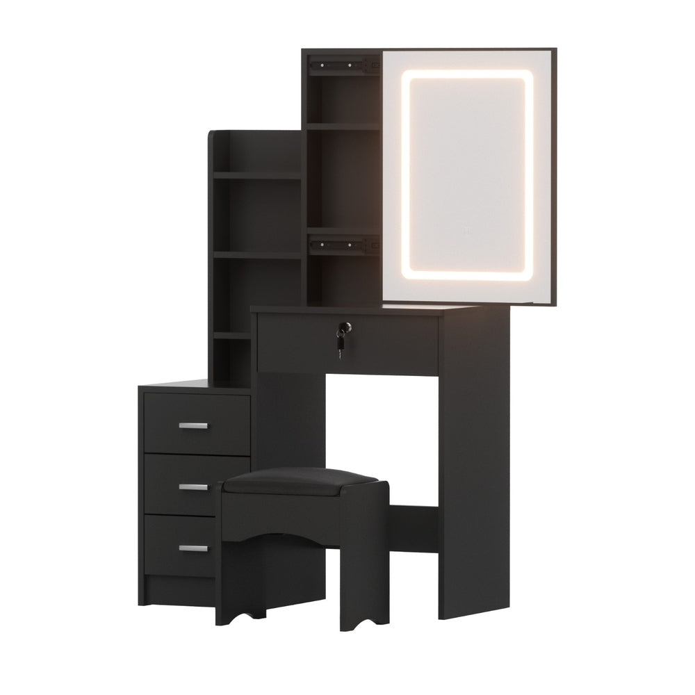Artiss Dressing Table Vanity Desk Set Stool Led Black