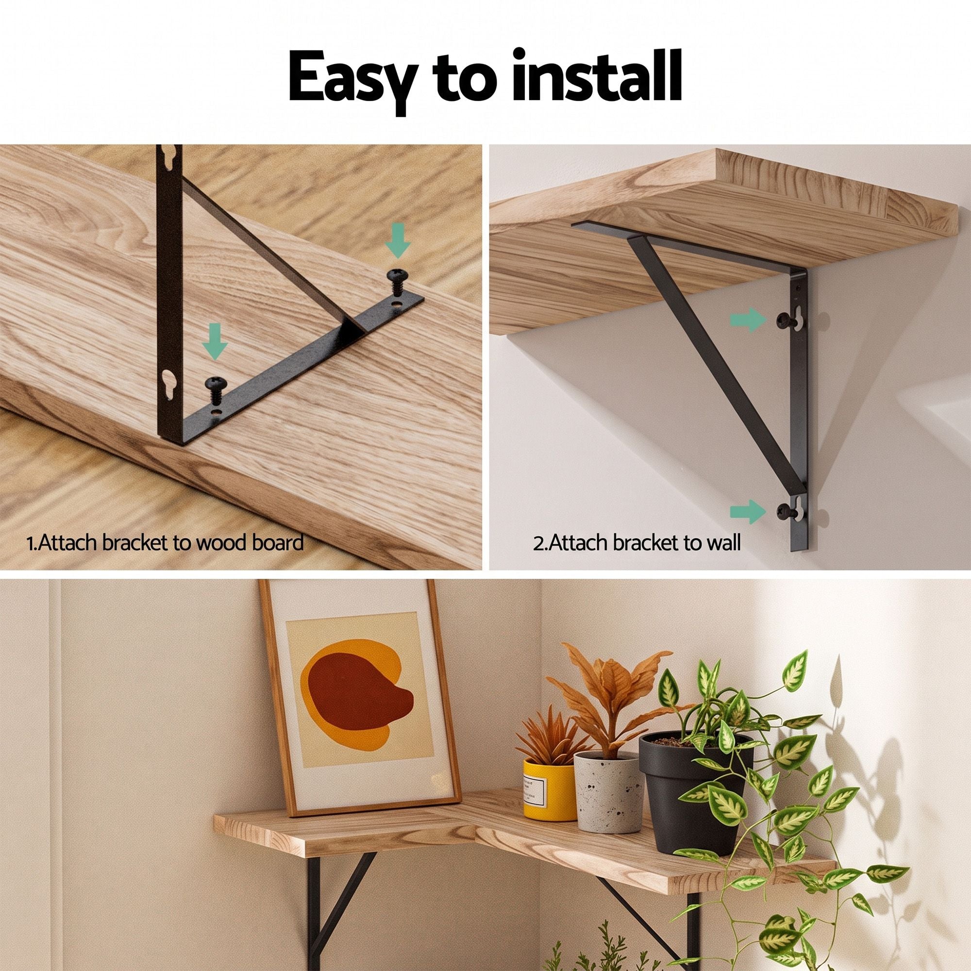 Artiss Floating Wall Shelf Corner Shelves Set of 4 Wood Bedworld
