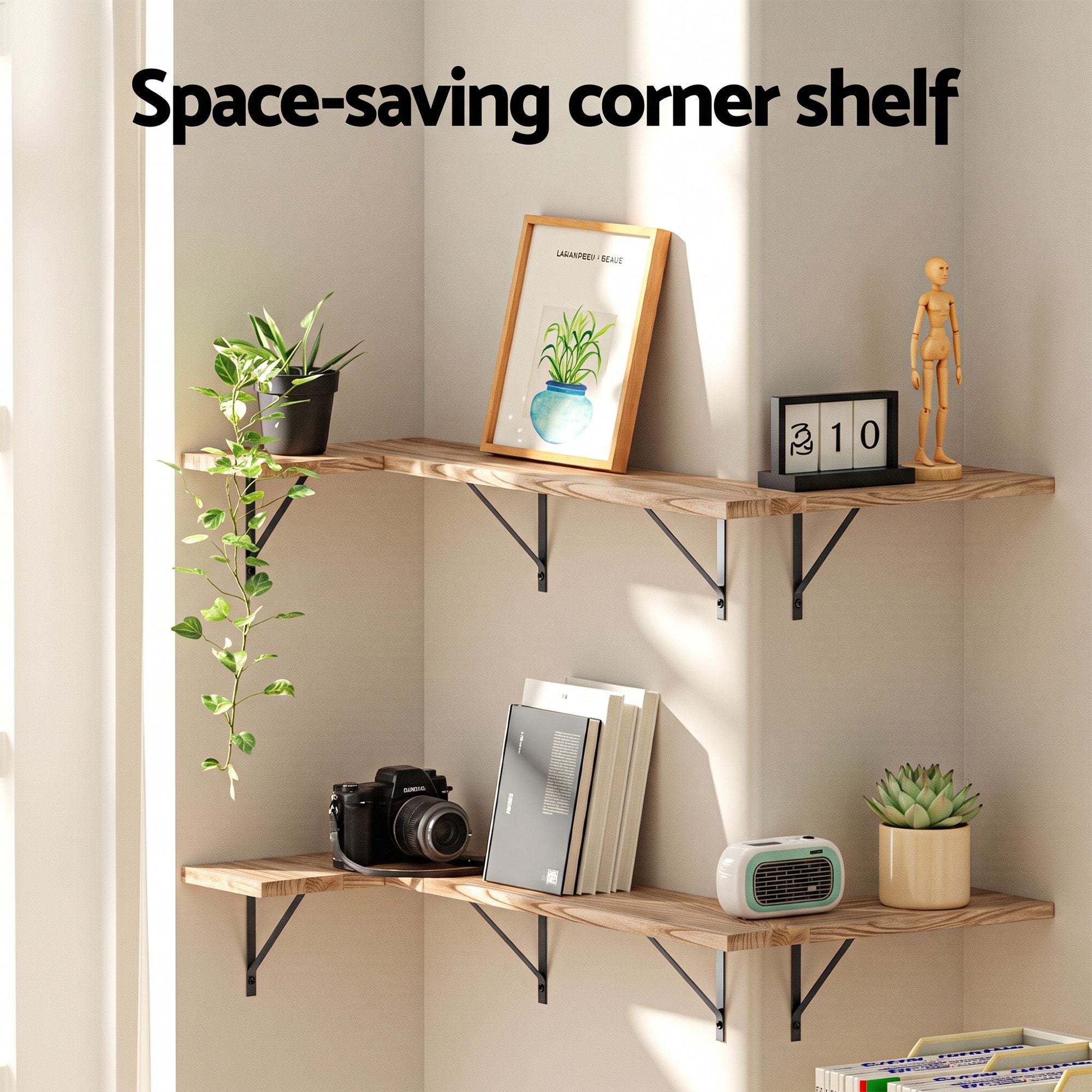 Artiss Floating Wall Shelf Corner Shelves Set of 4 Wood Bedworld