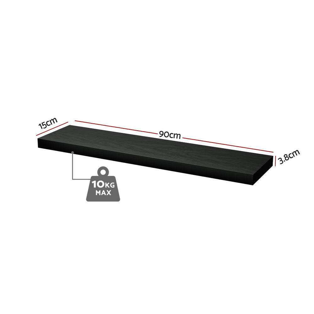 Artiss Floating Wall Shelf Set of 2 Black 90CM Bedworld