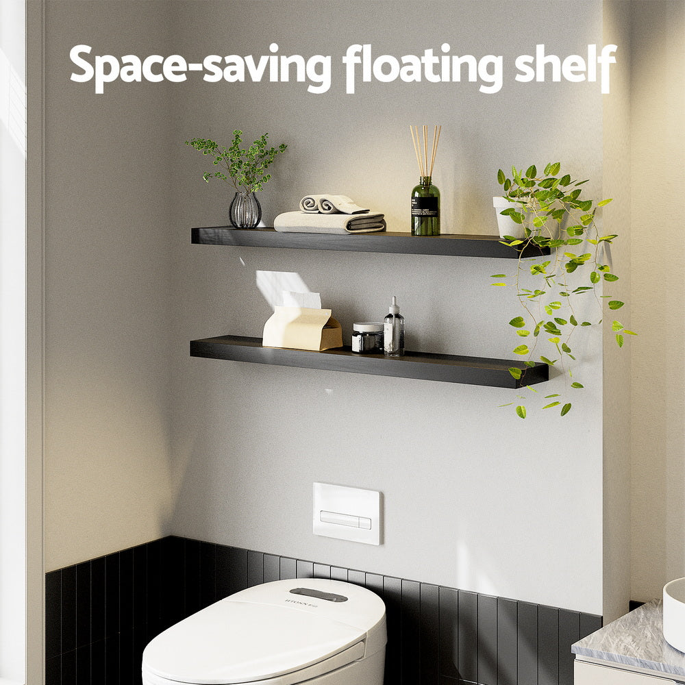 Artiss Floating Wall Shelf Set of 2 Black 90CM