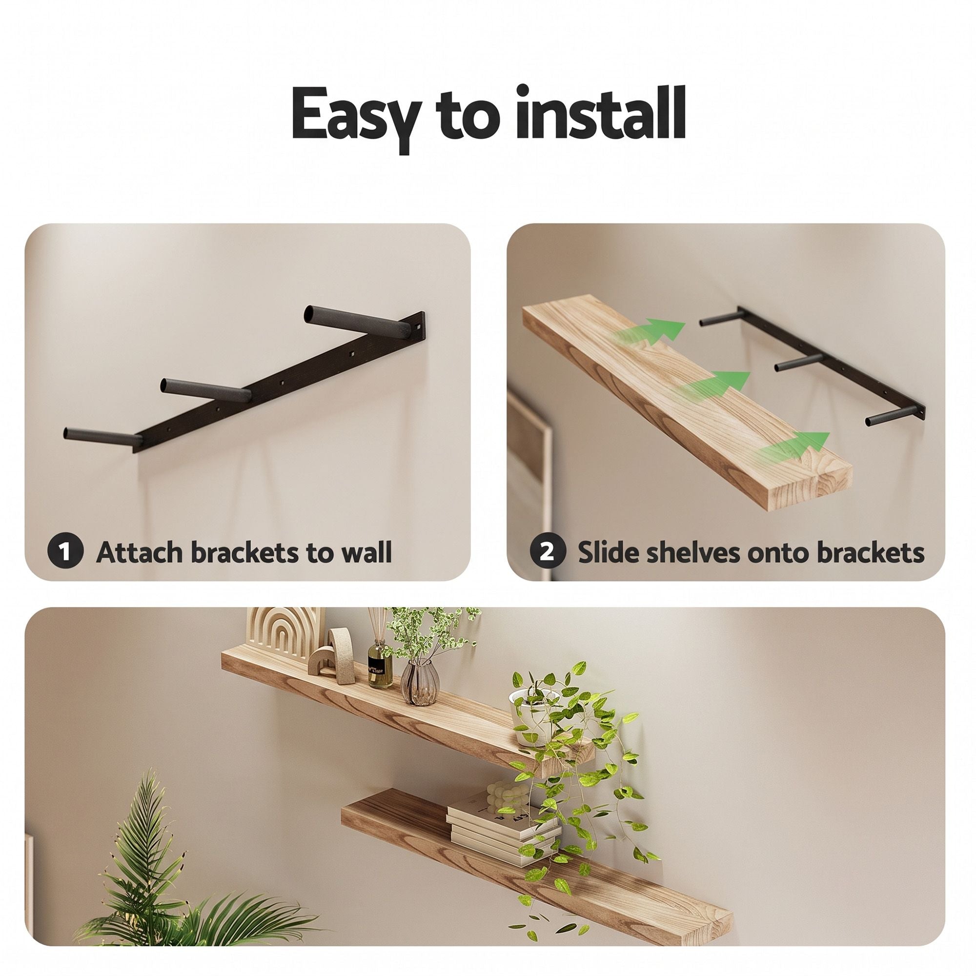 Artiss Floating Wall Shelf Set of 2 Wood 90CM Bedworld