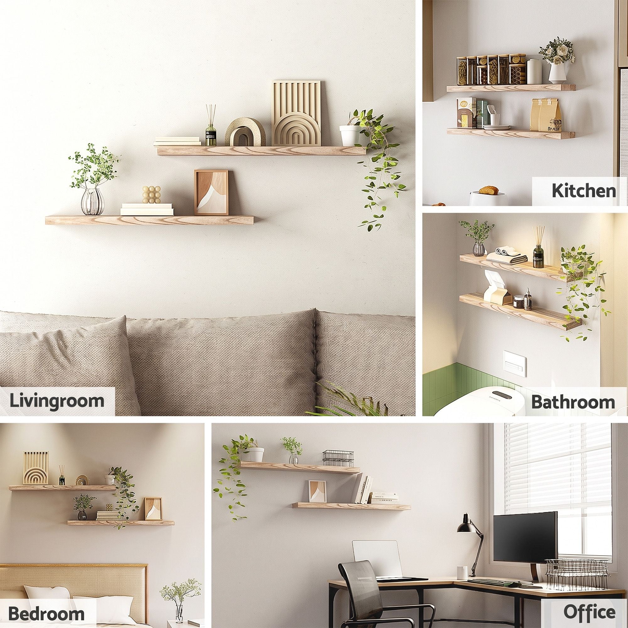 Artiss Floating Wall Shelf Set of 2 Wood 90CM Bedworld