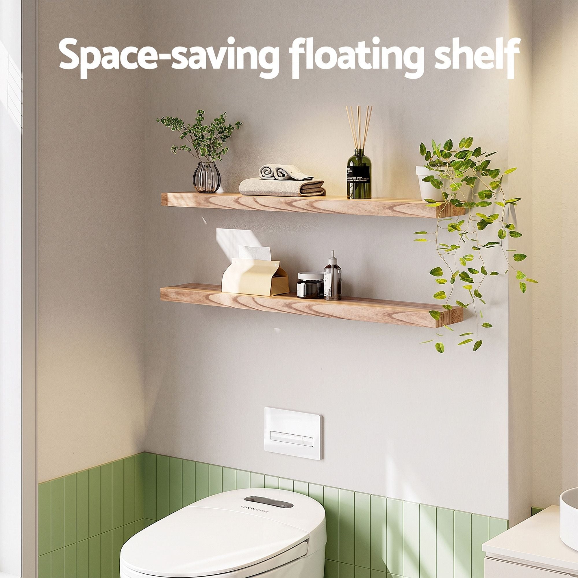 Artiss Floating Wall Shelf Set of 2 Wood 90CM Bedworld