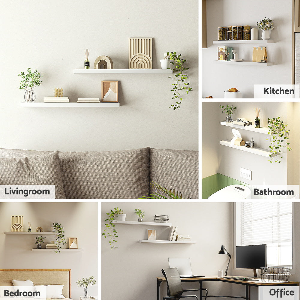 Artiss Floating Wall Shelf Set of 2 White 90CM Bedworld