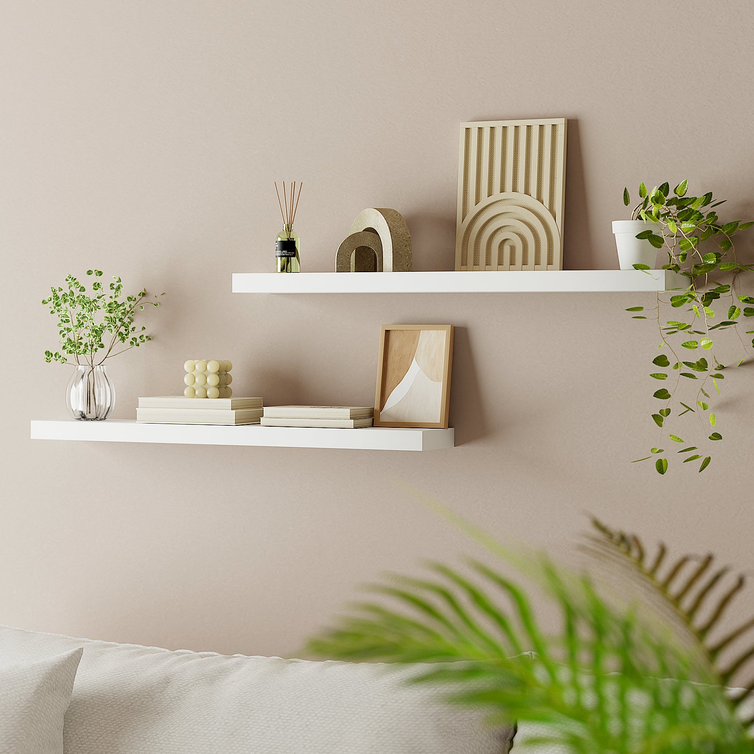Artiss Floating Wall Shelf Set of 2 White 90CM Bedworld