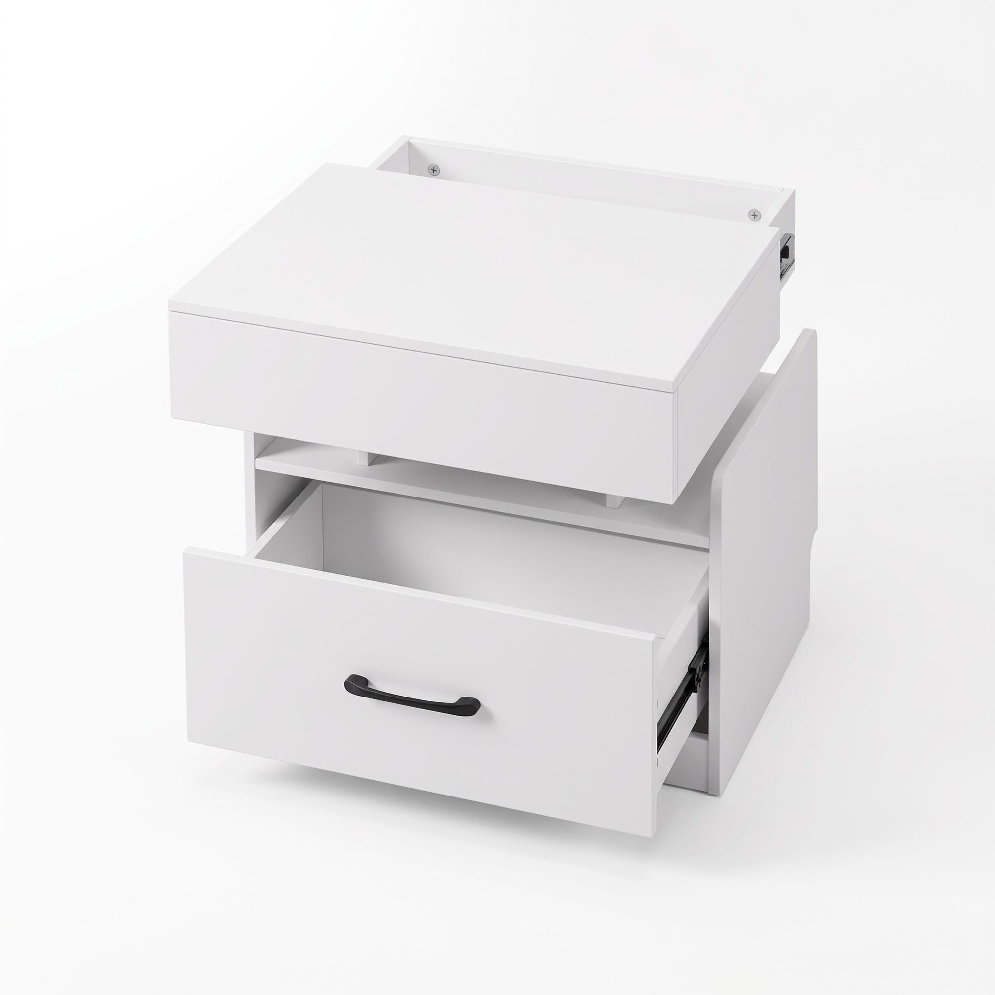 Artiss Bedside Table with Charging Station Drawer Sliding Top Nightstand White Bedworld