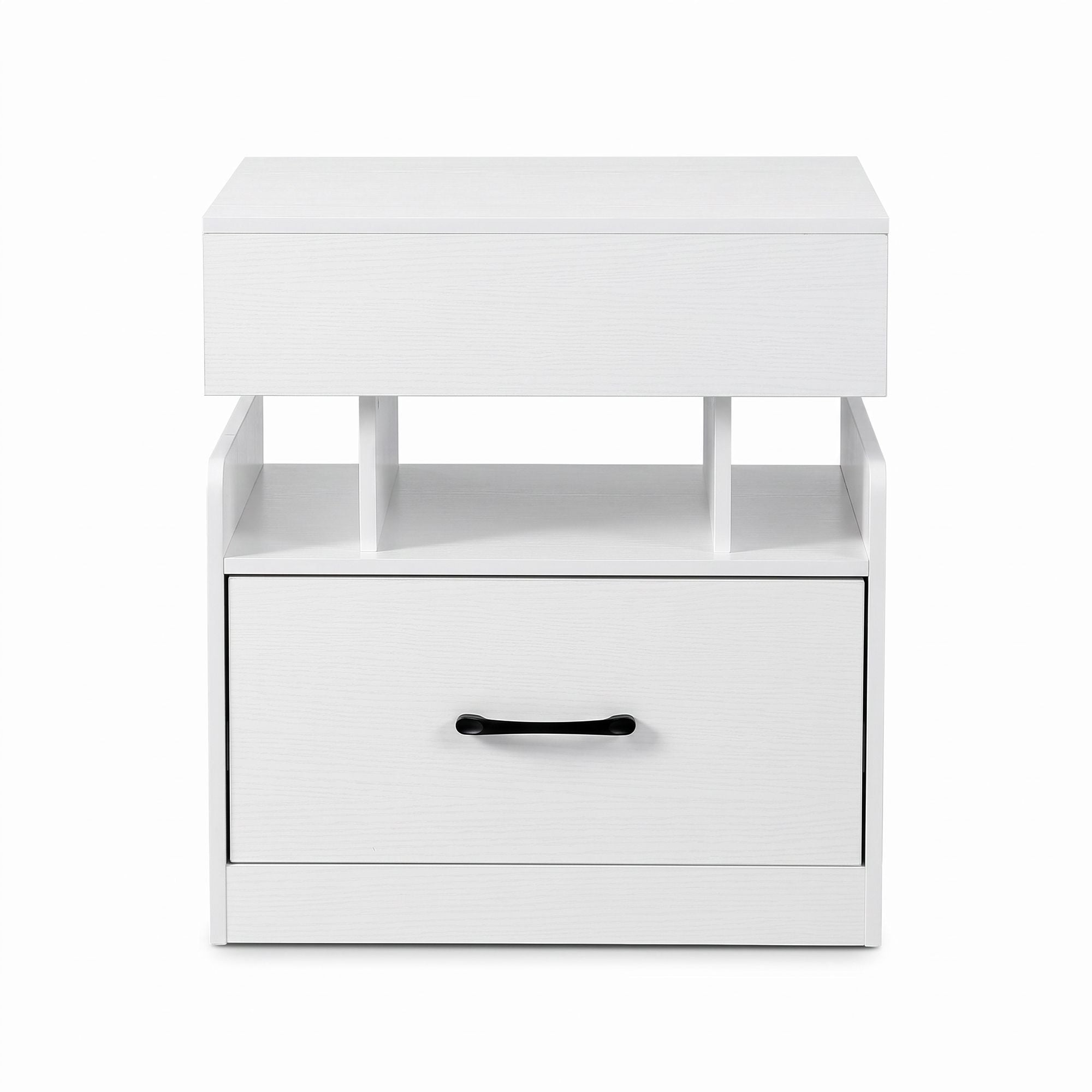 Artiss Bedside Table with Charging Station Drawer Sliding Top Nightstand White Bedworld
