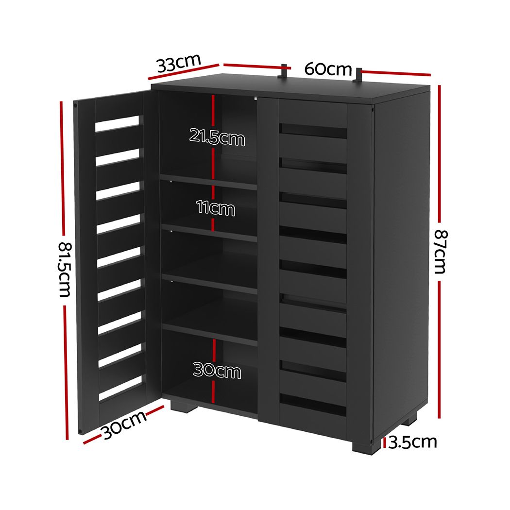Artiss Shoe Rack Storage Cabinet 20 Pairs 5-tier Black Alster Bedworld