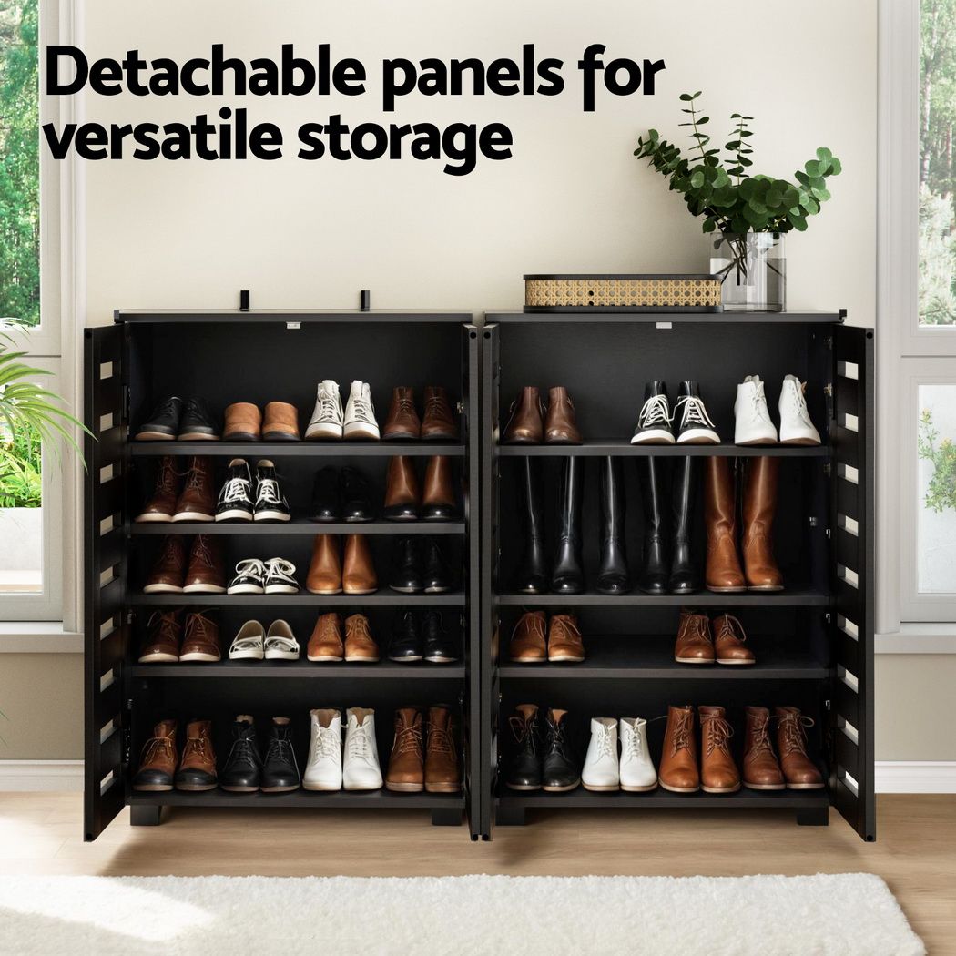Artiss Shoe Rack Storage Cabinet 20 Pairs 5-tier Black Alster Bedworld