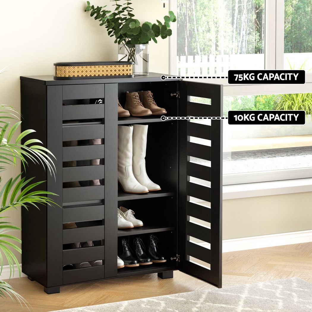 Artiss Shoe Rack Storage Cabinet 20 Pairs 5-tier Black Alster Bedworld