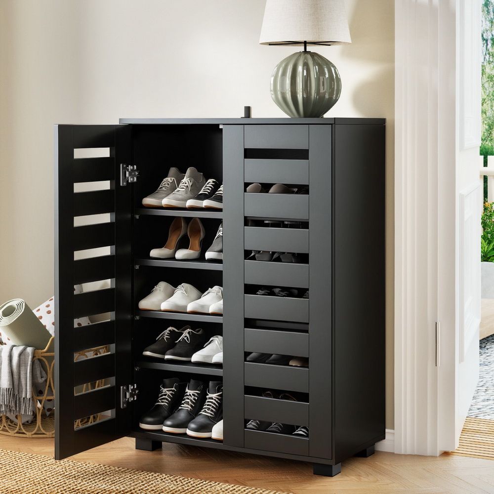 Artiss Shoe Rack Storage Cabinet 20 Pairs 5-tier Black Alster Bedworld